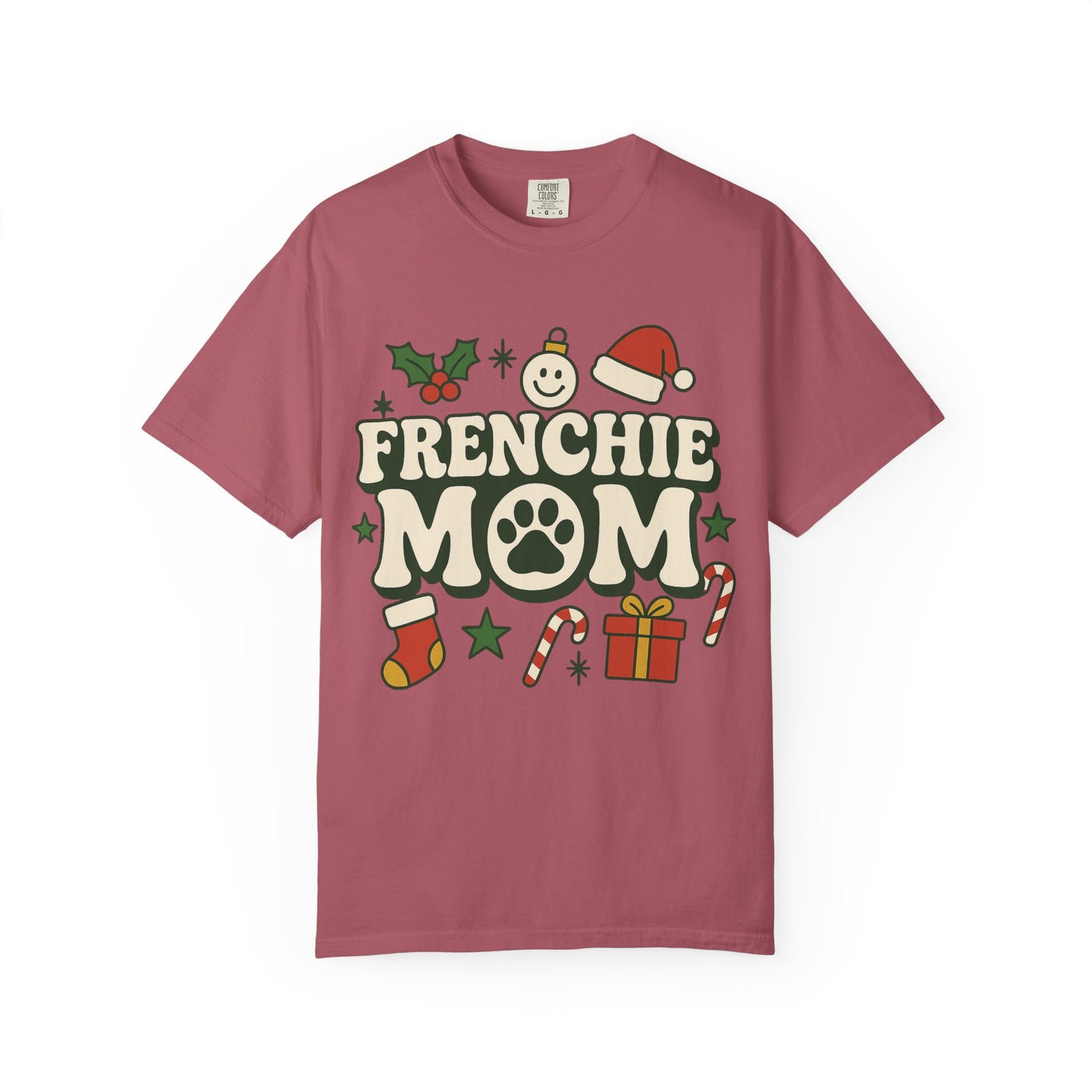 Merry Frenchie Mom T-Shirt | Christmas Dog Mom Tee | Festive French Bulldog Top | Cute Holiday Dog Lover Gift Shirt