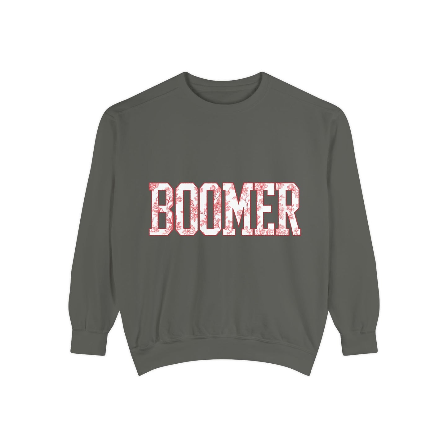 Boomer Toile Sweatshirt | Oklahoma Football Inspired Pullover | Red & Cream Toile Print Crewneck | Retro Game Day Oklahoma Sweater