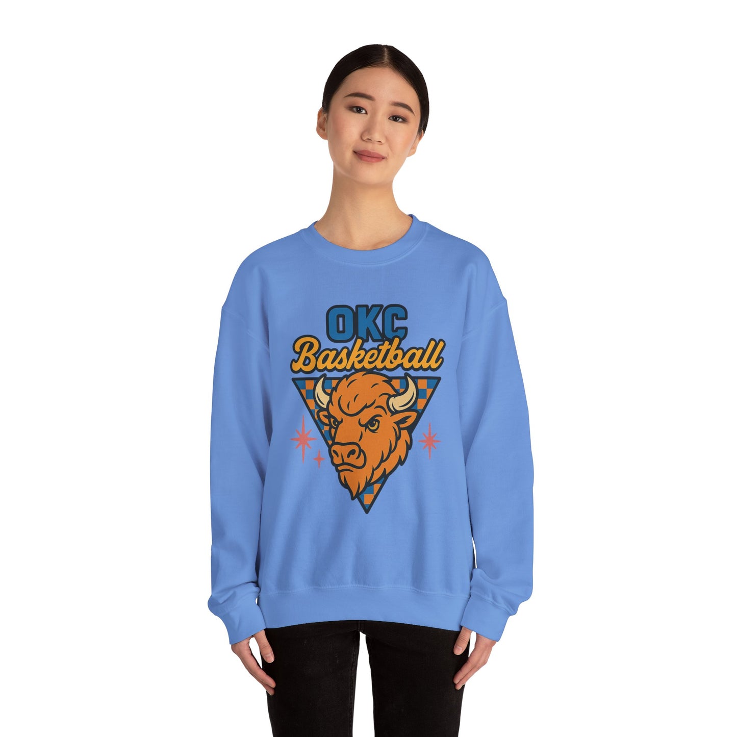 OKC Basketball Sweatshirt | Oklahoma City Retro Sports Crewneck | Bison Graphic Sweatshirt | Cozy Game Day Hoodie Alternative | OKC Fan Gift