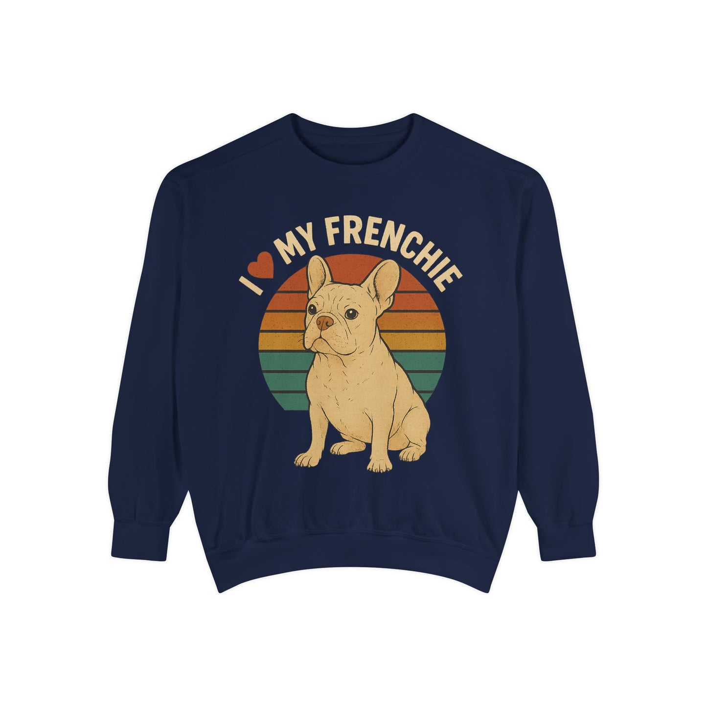 Retro Cream French Bulldog Pullover | Vintage Frenchie Sweatshirt | Cute Dog Lover Gift | Unisex Cozy French Bulldog Sweater