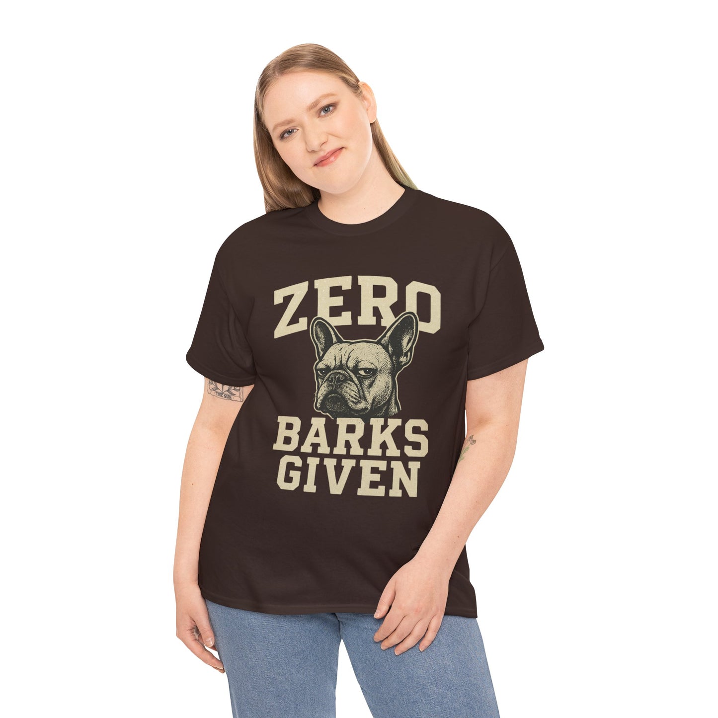 Zero Barks Given Frenchie T-Shirt – Funny French Bulldog Tee, Grumpy Dog Humor Shirt, Frenchie Lover Gift, Dog Mom Graphic Tee, Vintage Style Dog Shirt