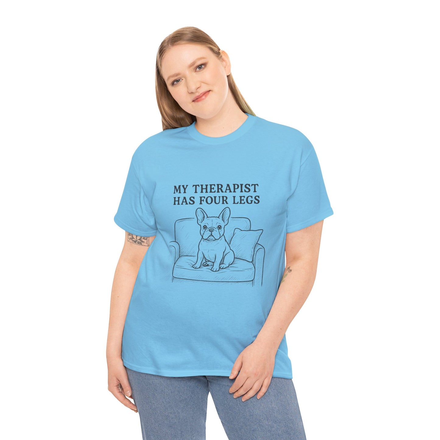 My Therapist Has Four Legs French Bulldog Shirt – Funny Dog Lover Tee, Frenchie Owner Gift, Mental Health Humor Shirt, Cute Pet Apparel