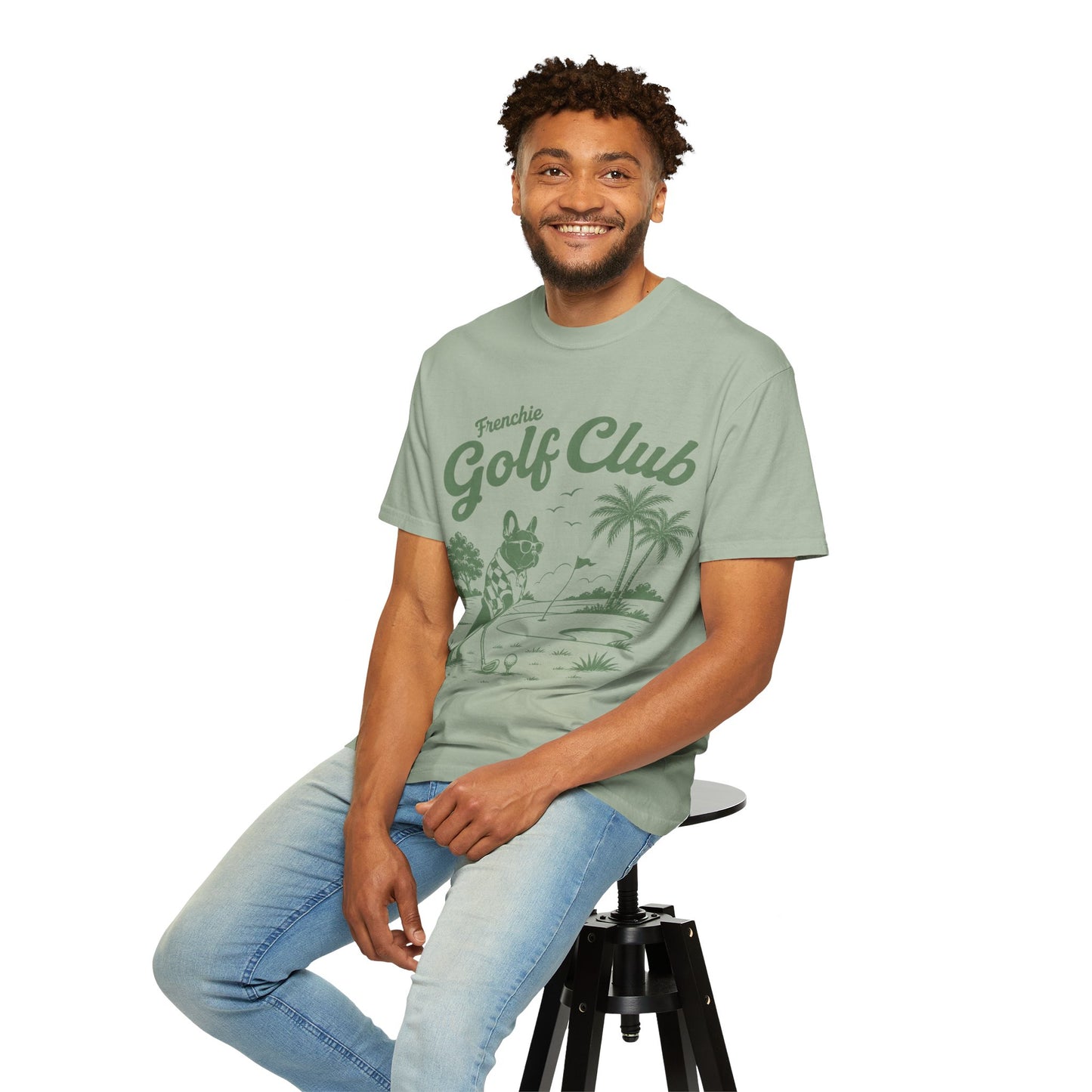 Golf Club T-Shirt — 'Frenchie Golf Club' Graphic Tee for Dog & Golf Lovers