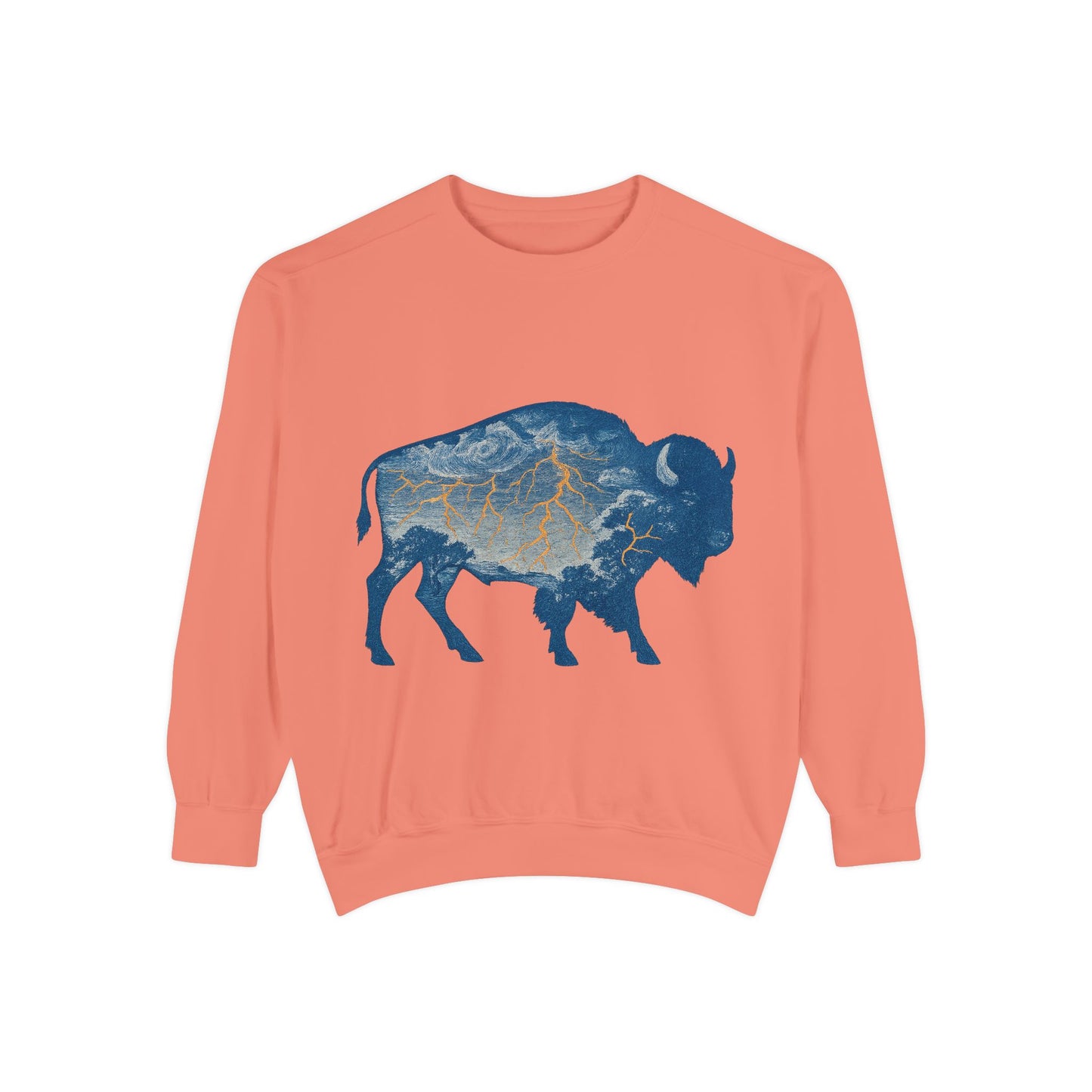 OKC Inspired Buffalo Pullover | Oklahoma Bison Lightning Sweatshirt | Retro Oklahoma Basketball Fan Sweater | Unisex