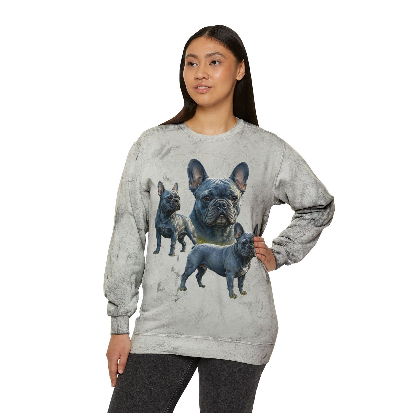 Blue French Bulldog Sweatshirt, Frenchie Crewneck, Realistic French Bulldog Sweatshirt, Dog Mom Gift, Blue Frenchie Graphic Sweatshirt, French Bulldog Lover