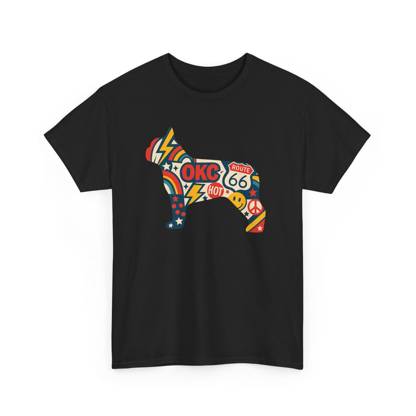 Oklahoma Route 66 French Bulldog T-Shirt | Retro OKC Frenchie Tee | Vintage Route 66 Dog Lover Shirt | Oklahoma Pride Gift for Frenchie Fans