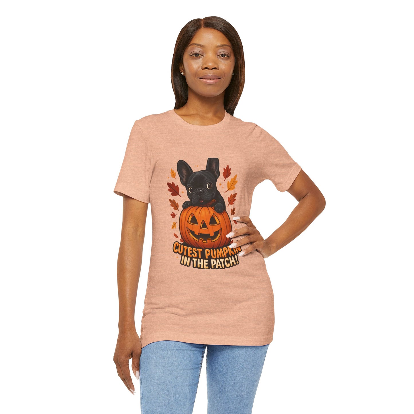 Cutest Pumpkin in the Patch Frenchie T-Shirt | Halloween Dog Lover Tee | Fall French Bulldog Shirt | Cute Pumpkin Patch Graphic Tee