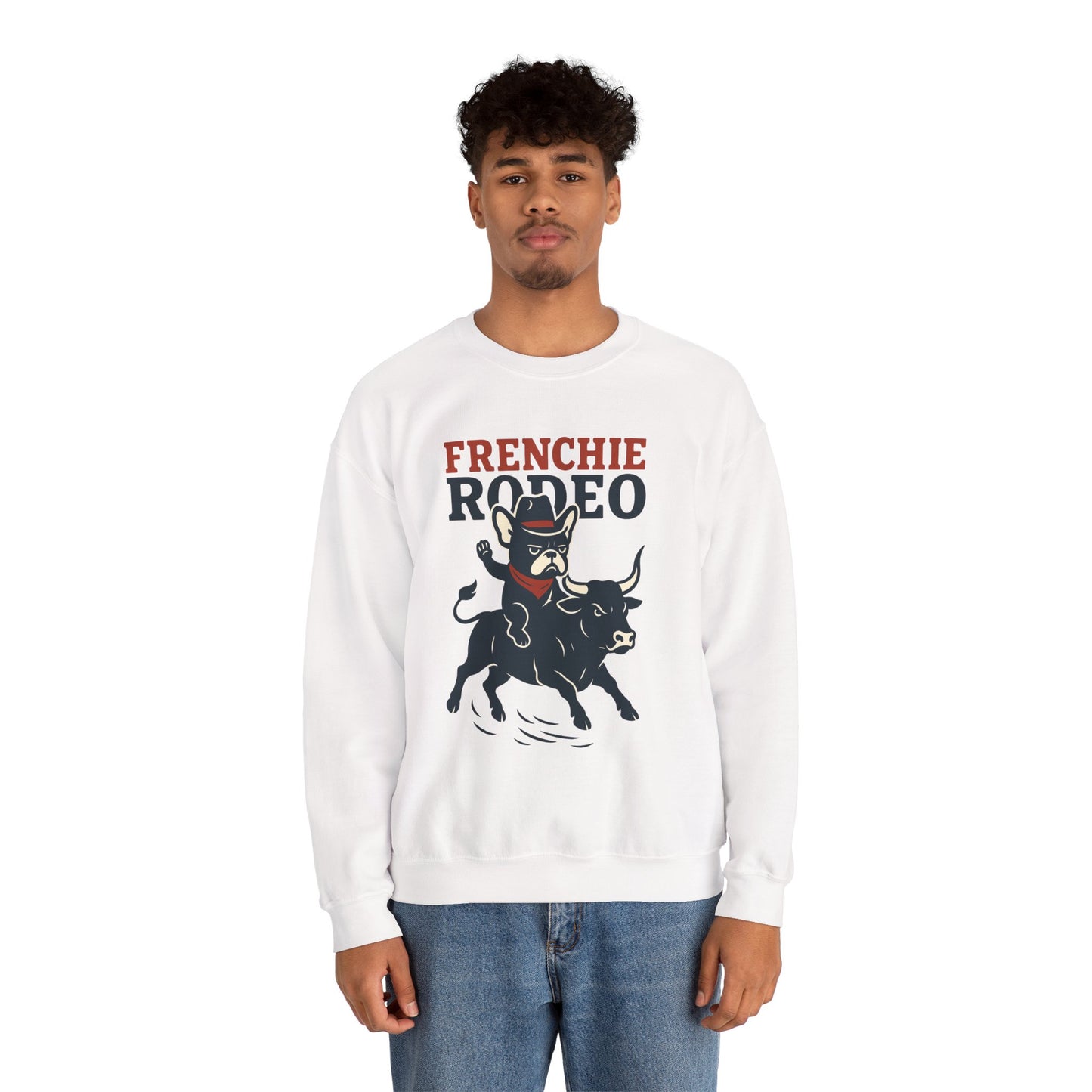 Frenchie Rodeo Sweatshirt – Cowboy French Bulldog Crewneck, Western Dog Lover Gift, Funny Rodeo Pullover for Pet Moms & Dads
