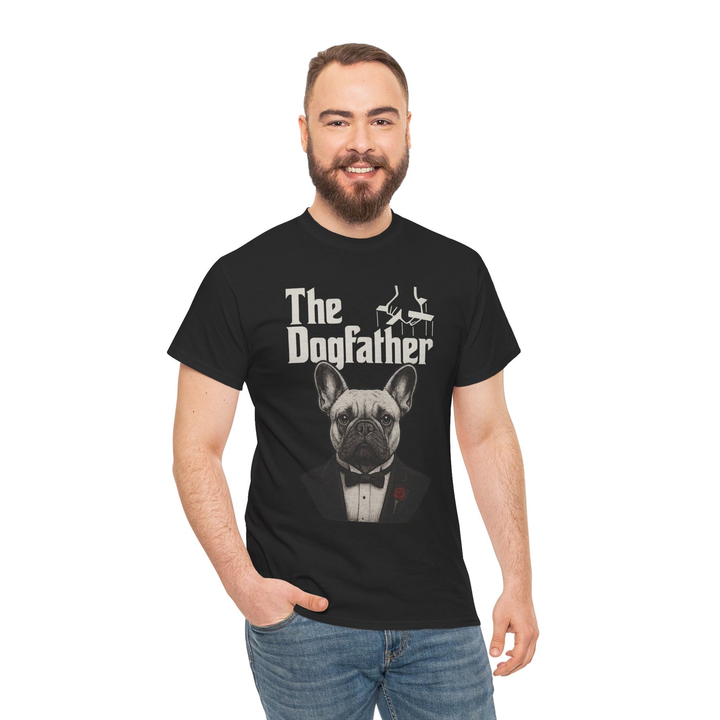 The Dogfather French Bulldog T-Shirt | Funny Dog Dad Tee | Frenchie Lover Gift | Mafia Style Pet Parent Graphic Shirt