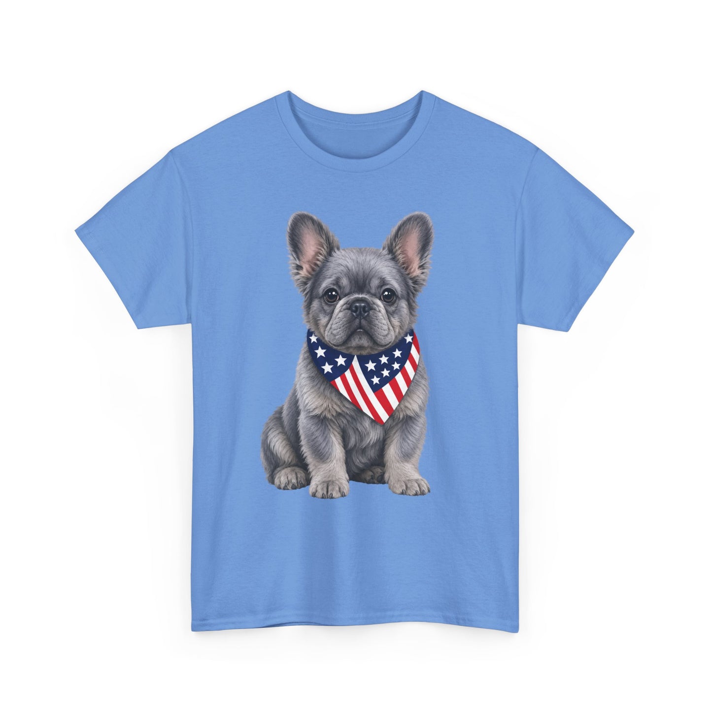 Patriotic Fluffy French Bulldog Shirt, Fluffy Frenchie American Flag Tee, Fourth of July Dog Lover Shirt, USA Fluffy Frenchie Gift