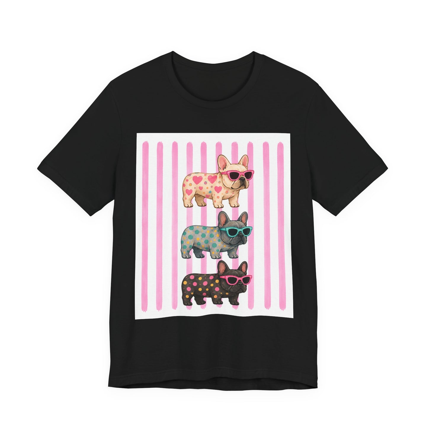 Cute French Bulldog Shirt, Pink Frenchie Sunglasses Tee, Colorful Frenchie Graphic Shirt, Dog Mom Gift, French Bulldog Lover T-Shirt