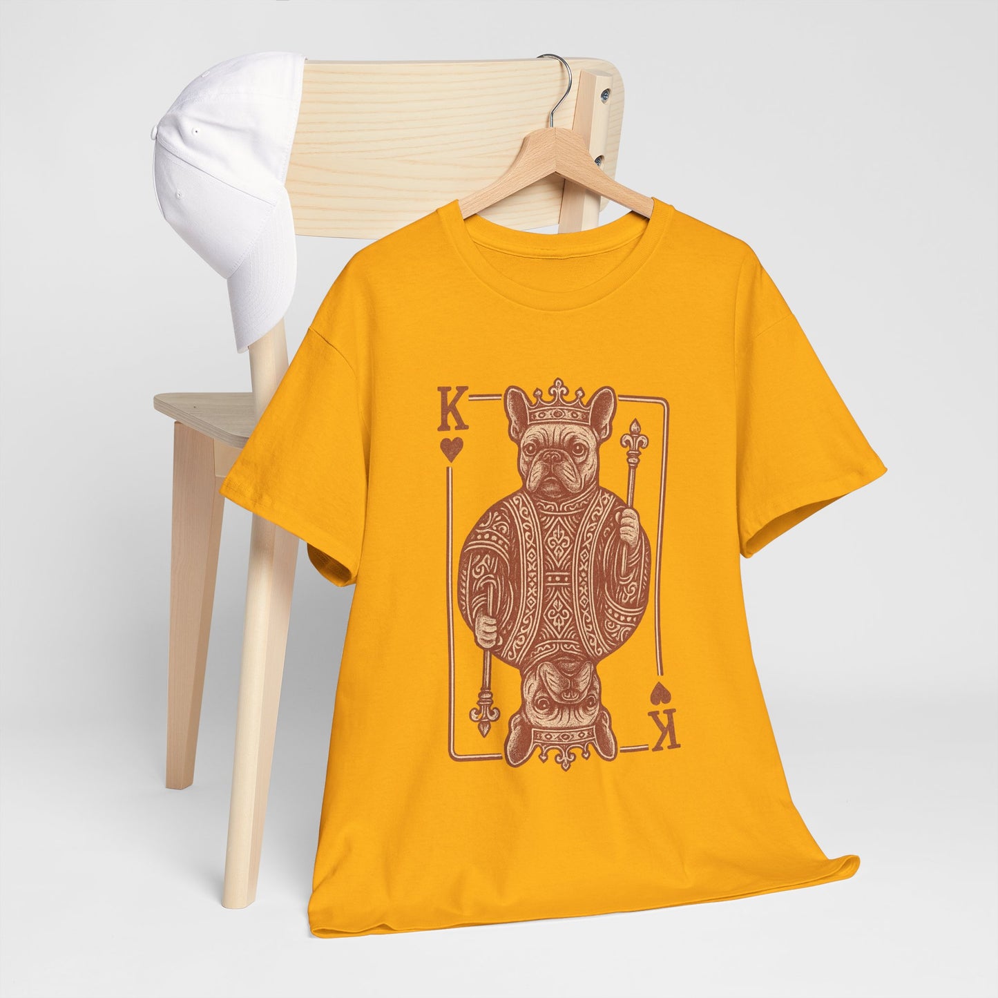 King French Bulldog Shirt, Frenchie Playing Card Tee, Royal Frenchie T-Shirt, Vintage French Bulldog Graphic Shirt, Dog Lover Gift, King of Hearts Frenchie Tee