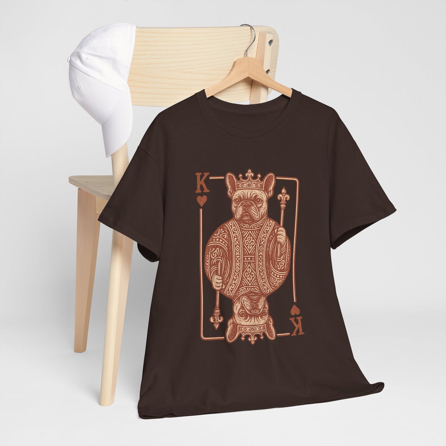 King French Bulldog Shirt, Frenchie Playing Card Tee, Royal Frenchie T-Shirt, Vintage French Bulldog Graphic Shirt, Dog Lover Gift, King of Hearts Frenchie Tee