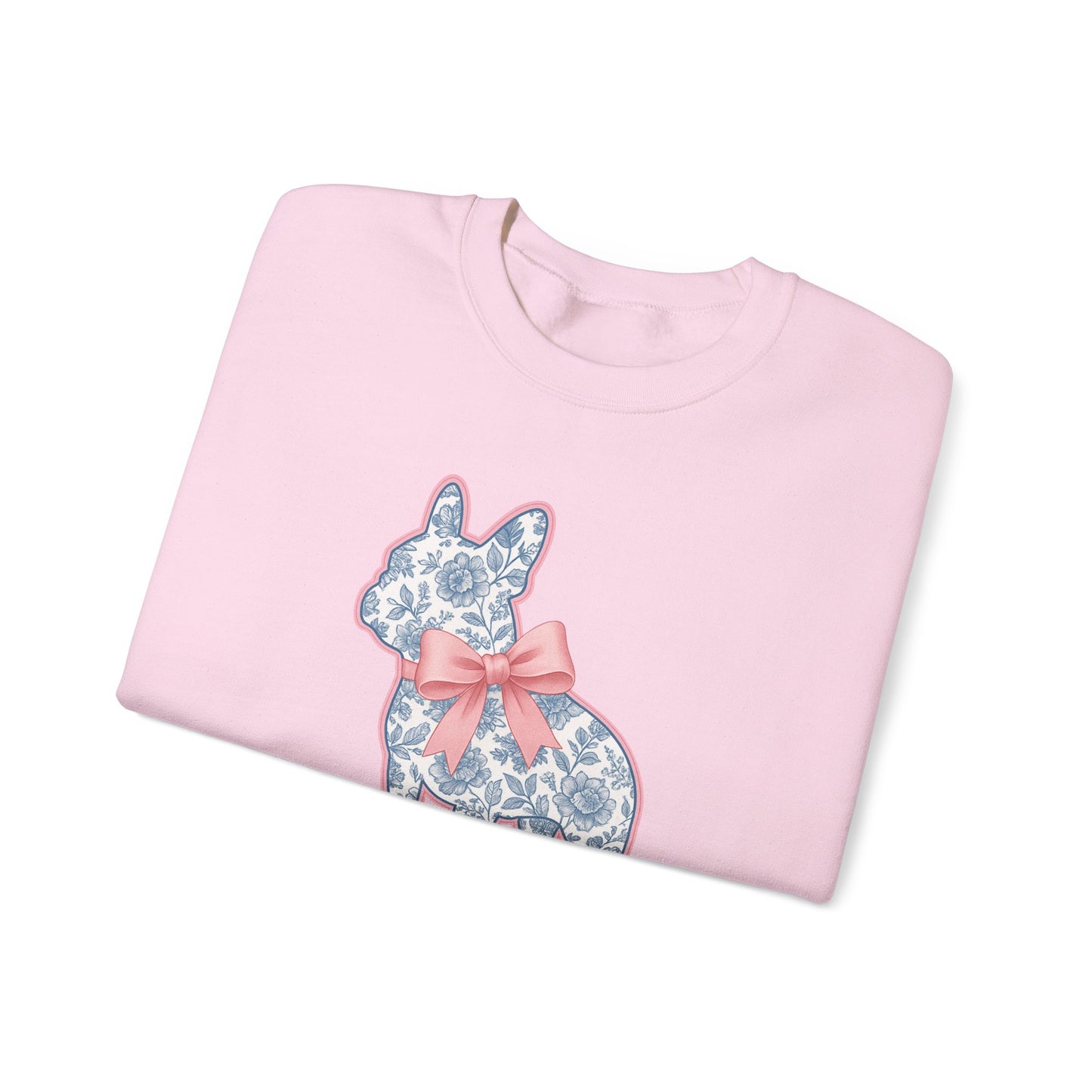 Frenchie Mama Sweatshirt – Blue Floral French Bulldog with Pink Bow, Cute Dog Mom Crewneck, French Bulldog Lover Gift, Cozy Dog Mom Sweater
