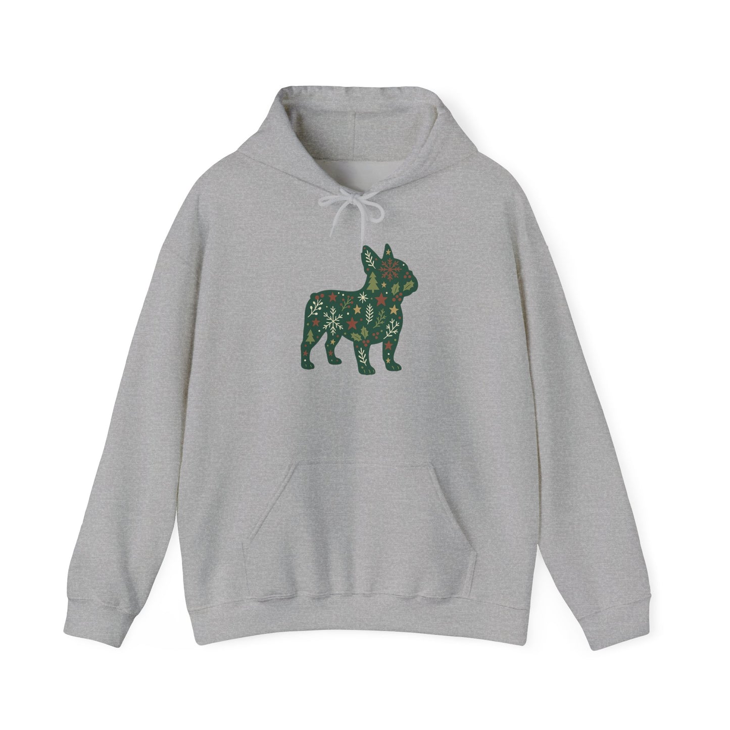 Christmas Frenchie Hoodie | Holiday French Bulldog Sweatshirt | Cute Dog Mom Gift | Frenchie Lover Xmas Hoodie | Winter Dog Silhouette Pullover