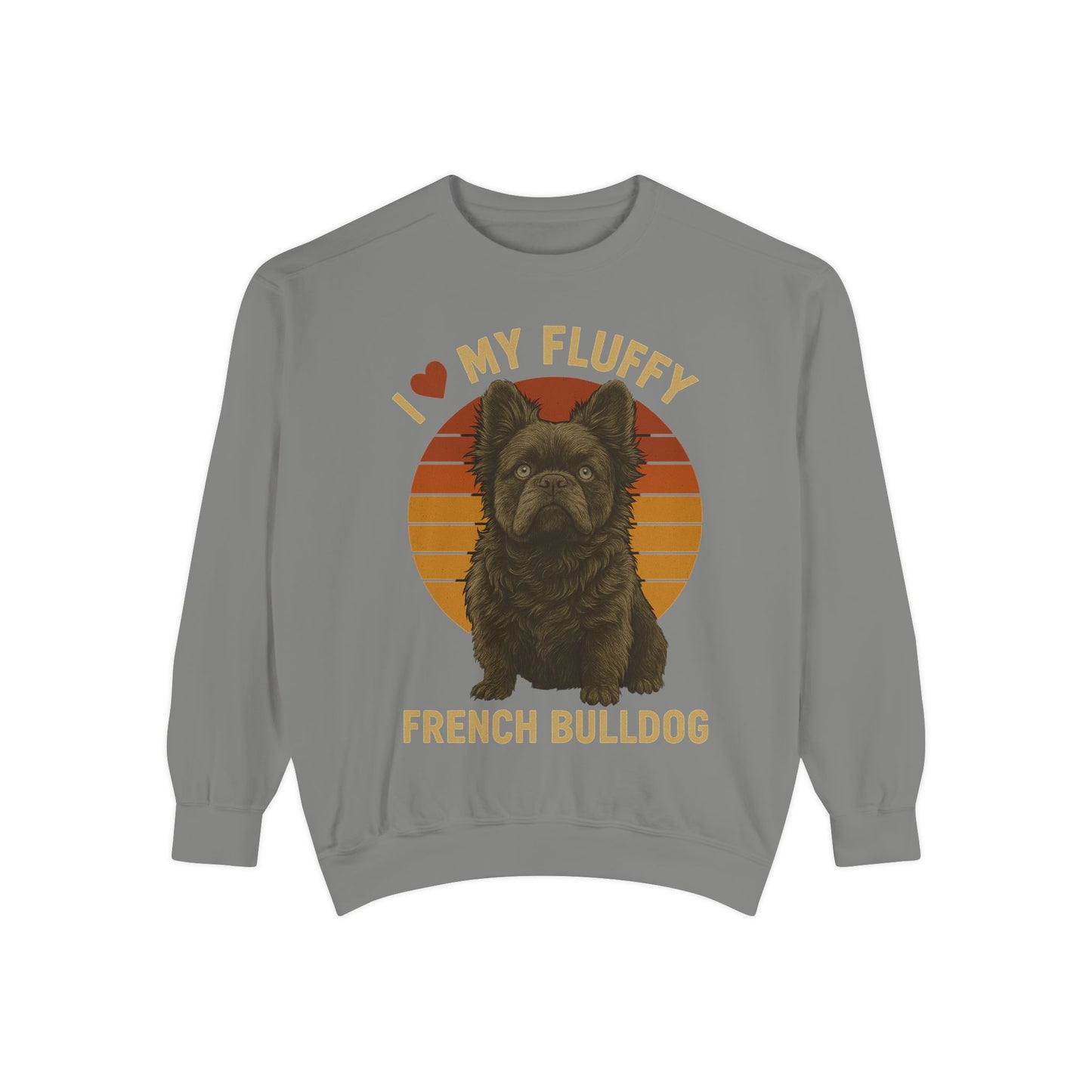 Fluffy French Bulldog Sweatshirt – I Love My Fluffy Frenchie Pullover, Retro Dog Lover Sweater, Cute Fluffy Frenchie Gift for Women & Men