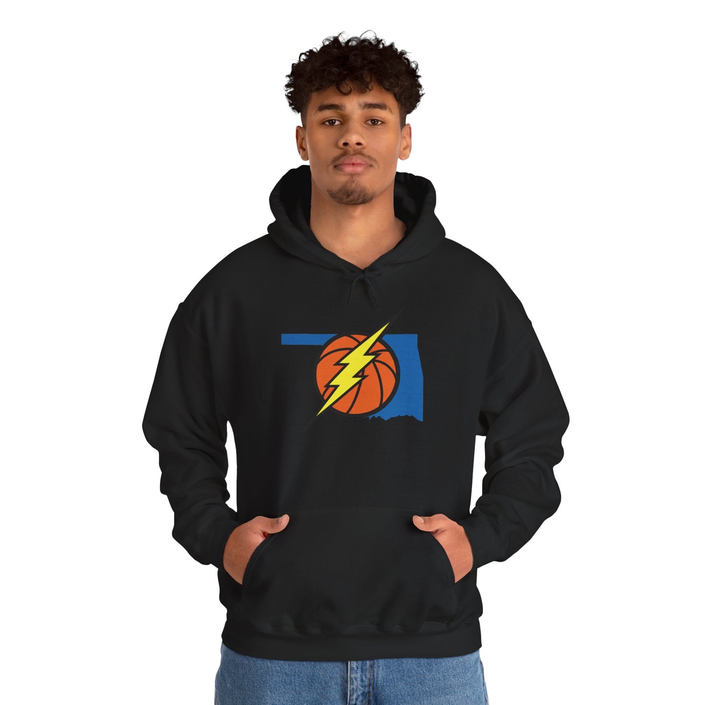 Oklahoma Basketball Lightning Hoodie | Thunder Fan Hoodie | Oklahoma Basketball Sweatshirt | Blue Orange Game Day Hoodie