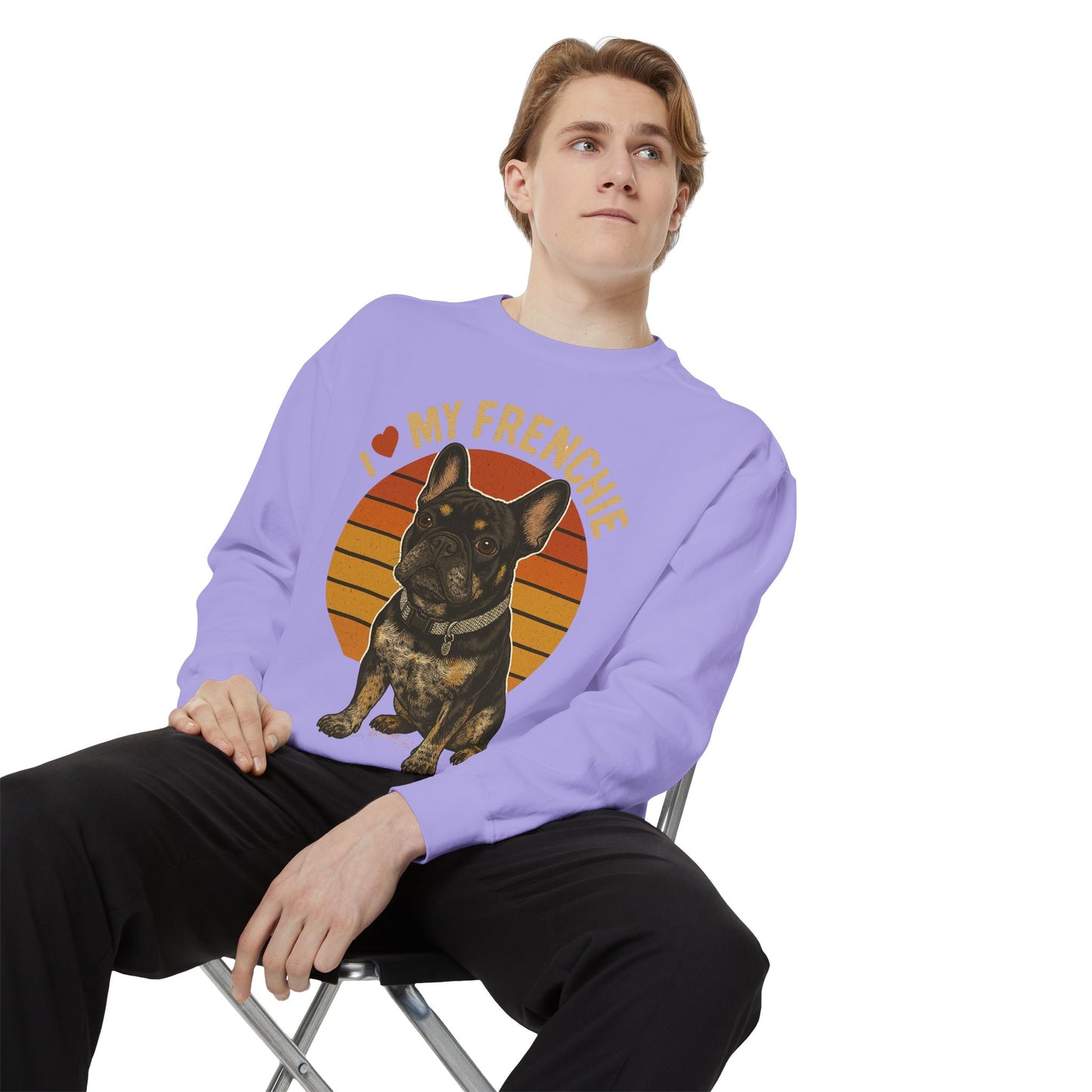 I Love My Frenchie Sweatshirt | Retro French Bulldog Pullover | Vintage Dog Lover Crewneck | Frenchie Mom & Dad Gift