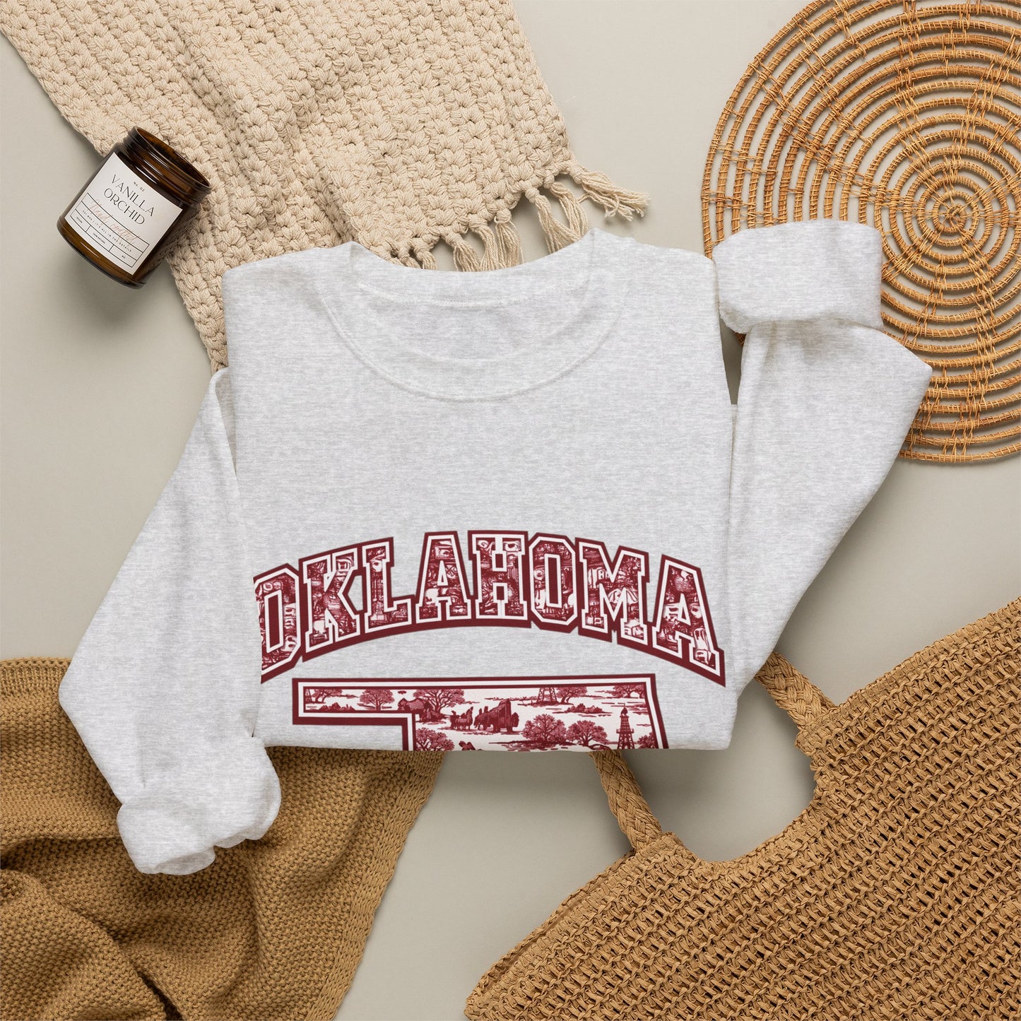 Oklahoma Football Sweatshirt, Oklahoma State Toile Crewneck, Crimson Game Day Sweatshirt, Oklahoma Fan Gift, Vintage Football Crewneck, sooner