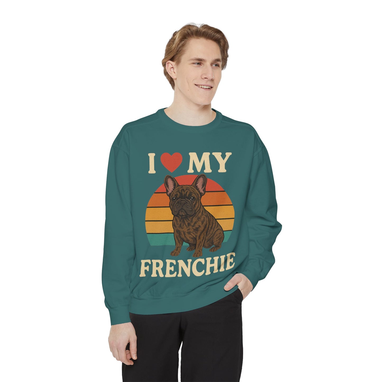 Retro Brindle French Bulldog Pullover | Vintage Frenchie Sweatshirt | Cute Dog Lover Gift | Unisex Cozy French Bulldog Sweater