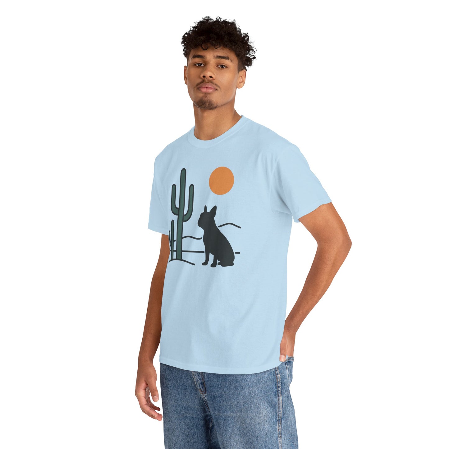Desert Frenchie T-Shirt | Minimalist Cactus Dog Tee | French Bulldog Desert Sunset Shirt | Pet Lover Gift | Modern Graphic Dog Mom Tee