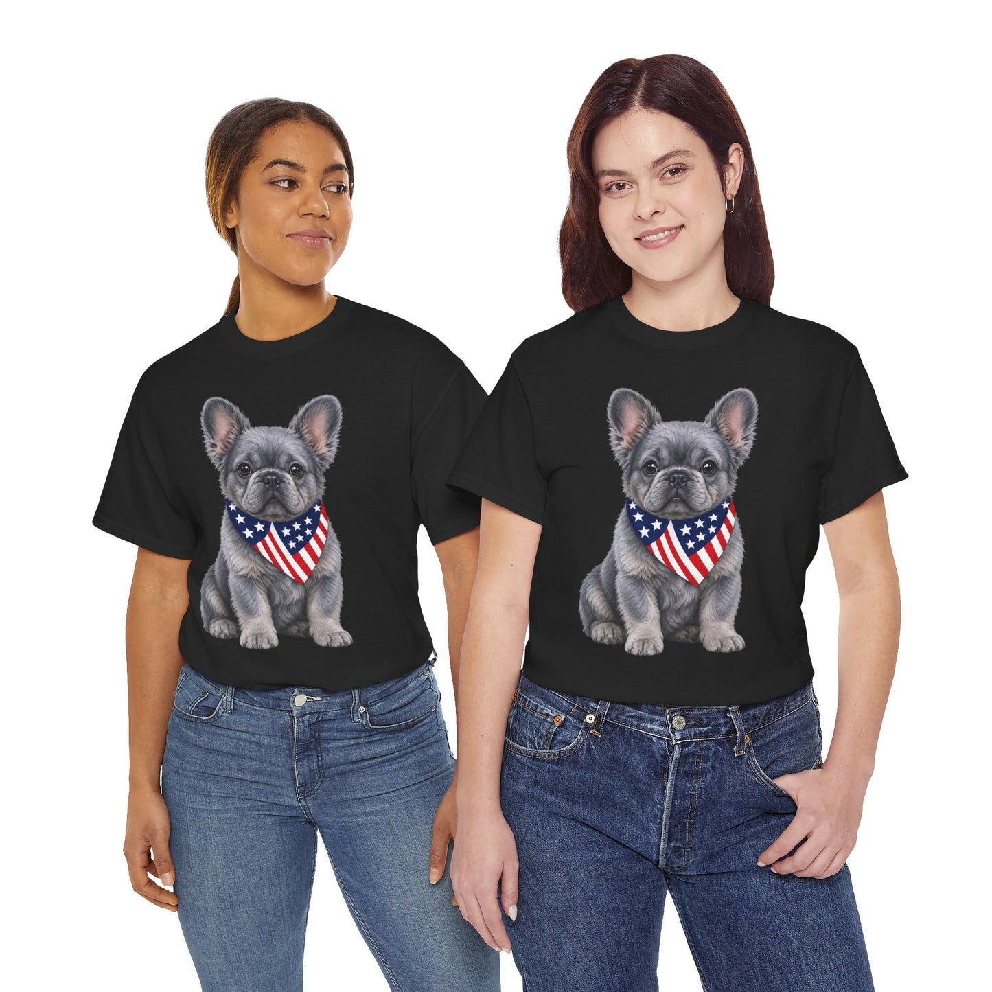 Patriotic Fluffy French Bulldog Shirt, Fluffy Frenchie American Flag Tee, Fourth of July Dog Lover Shirt, USA Fluffy Frenchie Gift