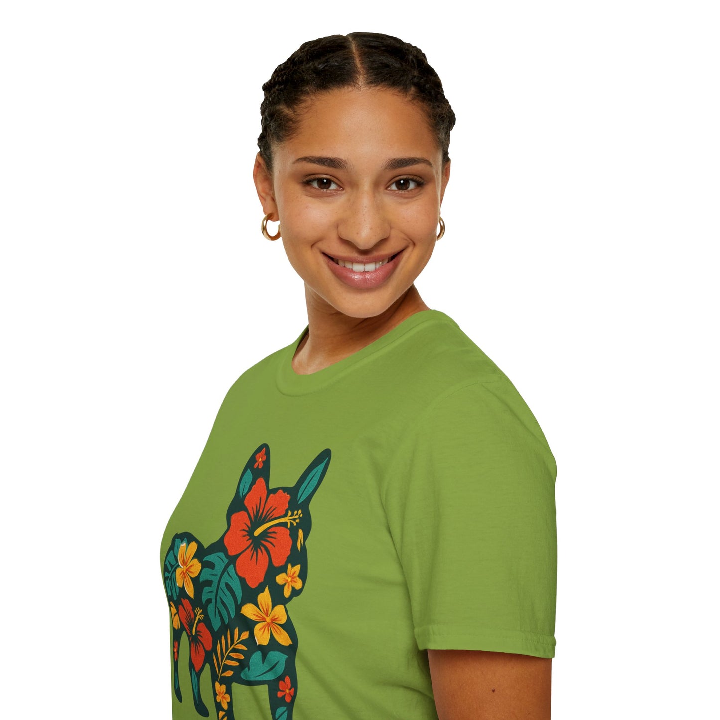 Hawaiian Frenchie Shirt | Floral French Bulldog T-Shirt | Tropical Dog Lover Tee | Cute Summer Frenchie Gift | Hibiscus Dog Silhouette