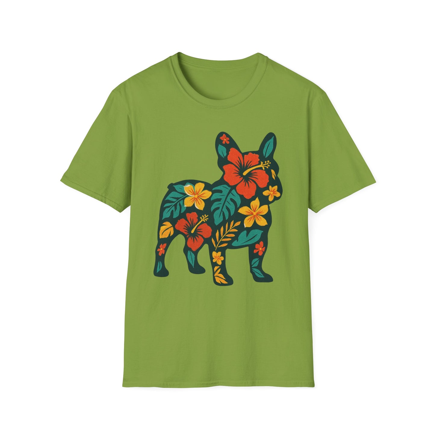 Hawaiian Frenchie Shirt | Floral French Bulldog T-Shirt | Tropical Dog Lover Tee | Cute Summer Frenchie Gift | Hibiscus Dog Silhouette