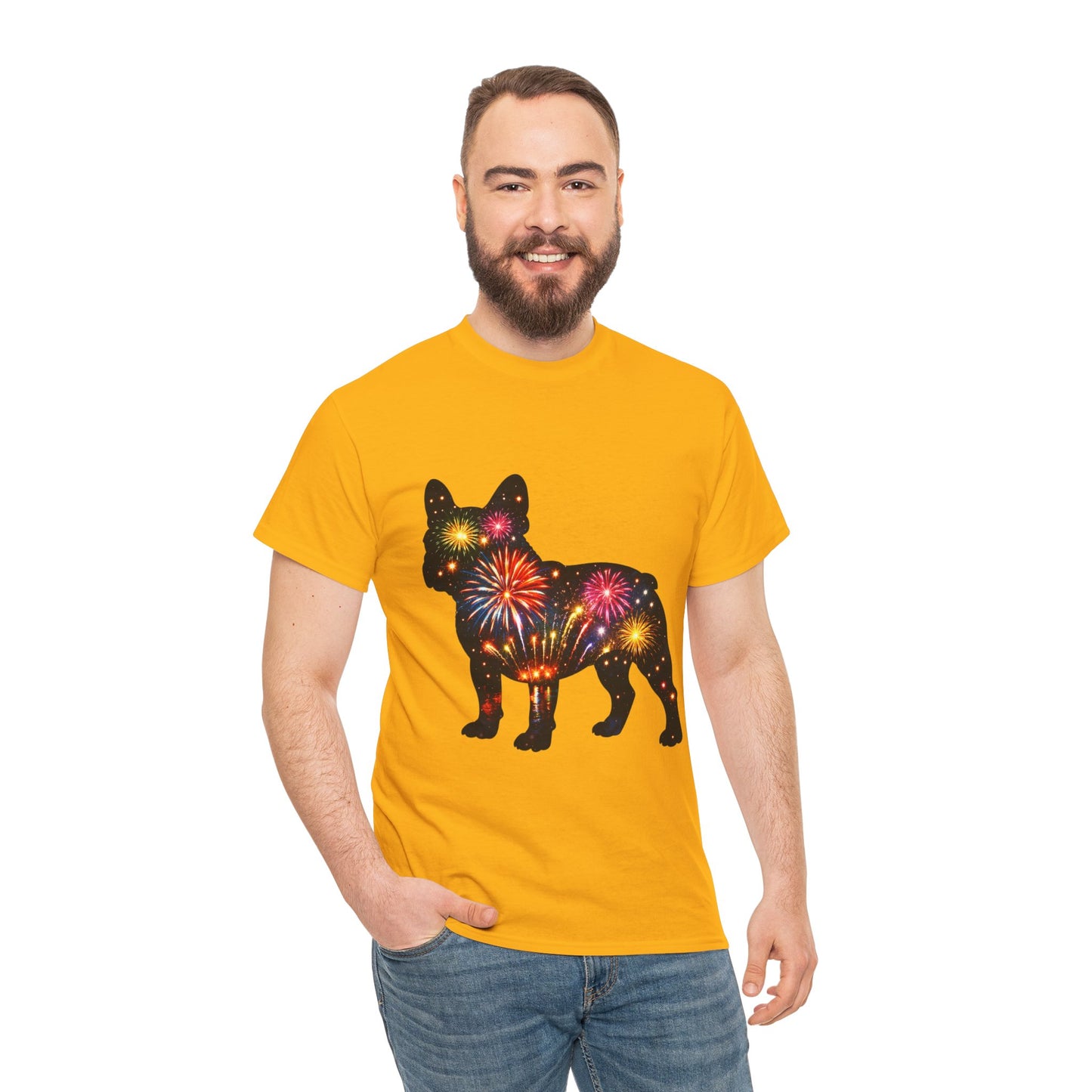 Patriotic French Bulldog Shirt, Fireworks Frenchie Tee, Fourth of July Dog Lover Shirt, Independence Day French Bulldog Gift, USA Dog Tee