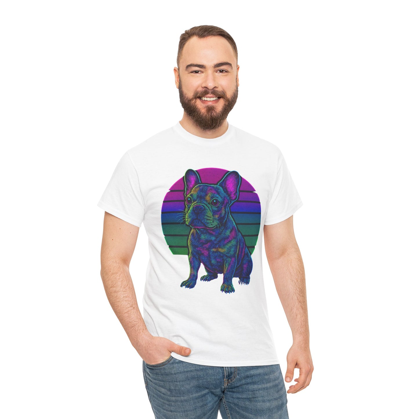 Neon French Bulldog T-Shirt | Retro 80s Frenchie Tee | Colorful Dog Lover Shirt | Electric Frenchie Gift for Men & Women