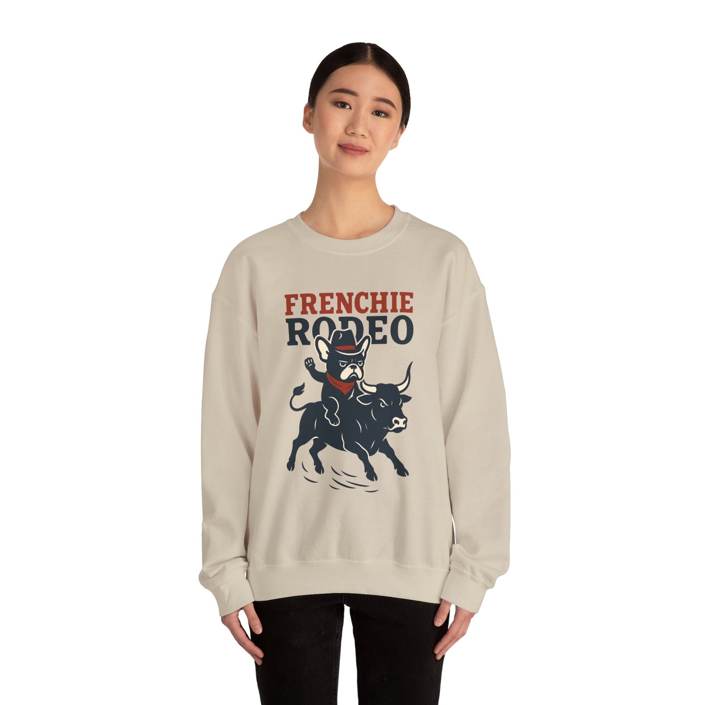 Frenchie Rodeo Sweatshirt – Cowboy French Bulldog Crewneck, Western Dog Lover Gift, Funny Rodeo Pullover for Pet Moms & Dads
