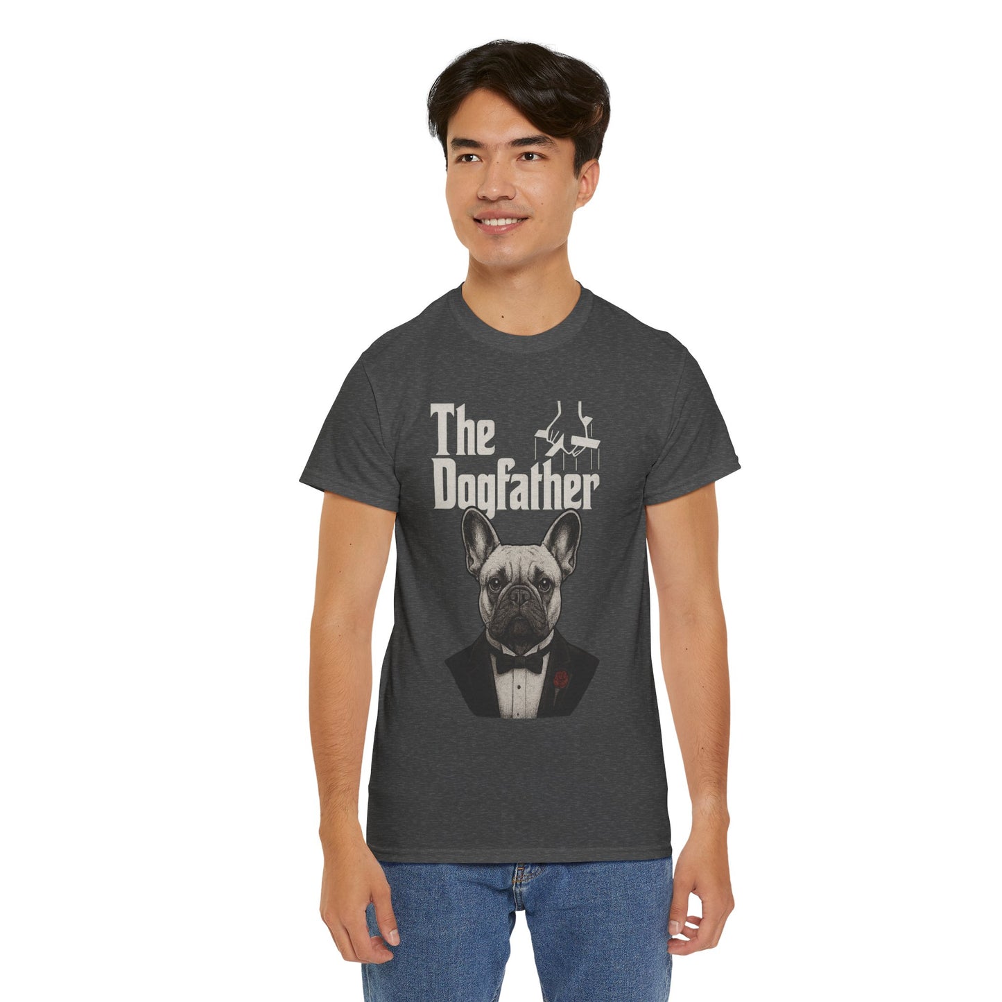 The Dogfather French Bulldog T-Shirt | Funny Dog Dad Tee | Frenchie Lover Gift | Mafia Style Pet Parent Graphic Shirt