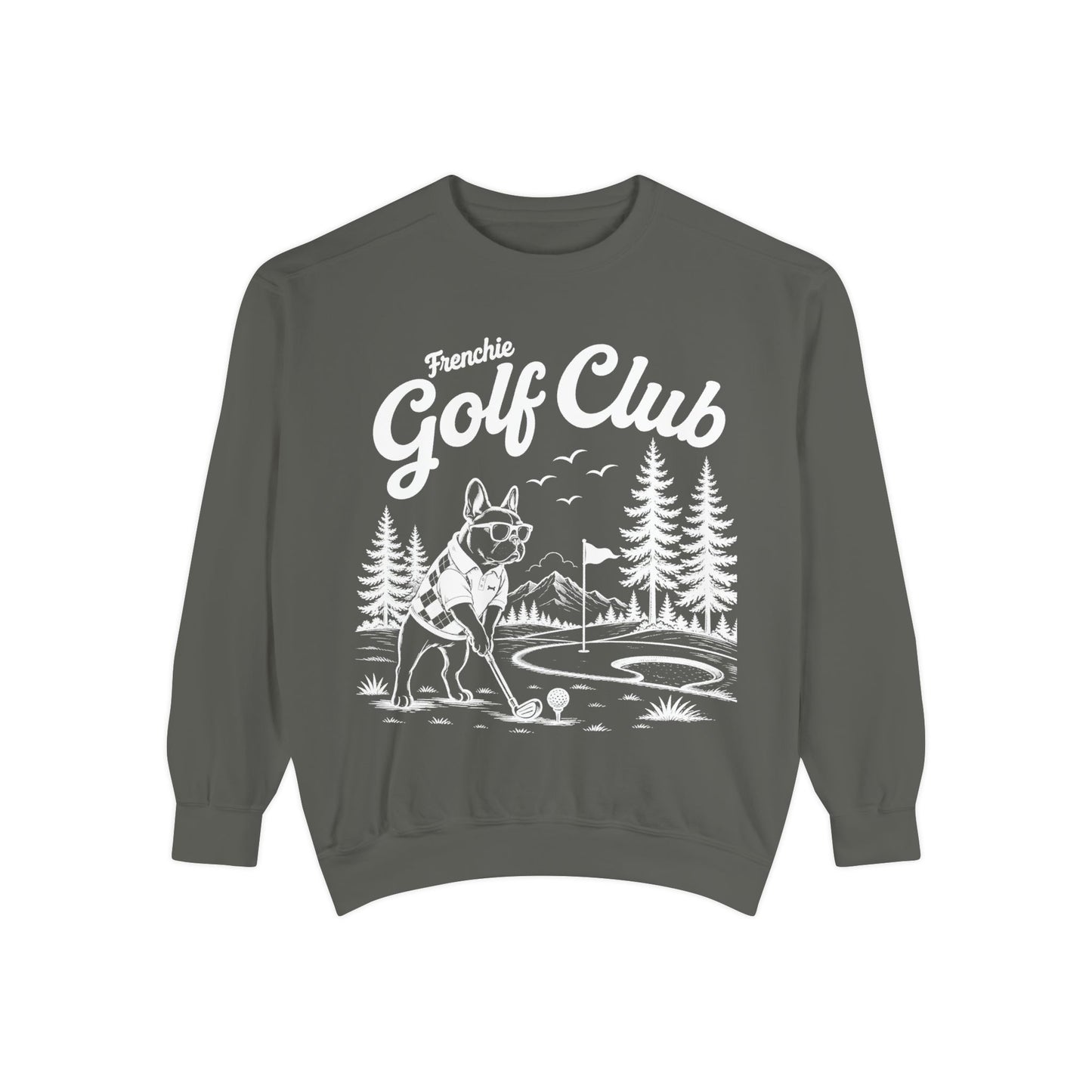 Frenchie Golf Club Sweatshirt, Golfing French Bulldog Crewneck, Golf Lover Dog Sweatshirt, Country Club Frenchie Gift, Vintage Golf Sweatshirt