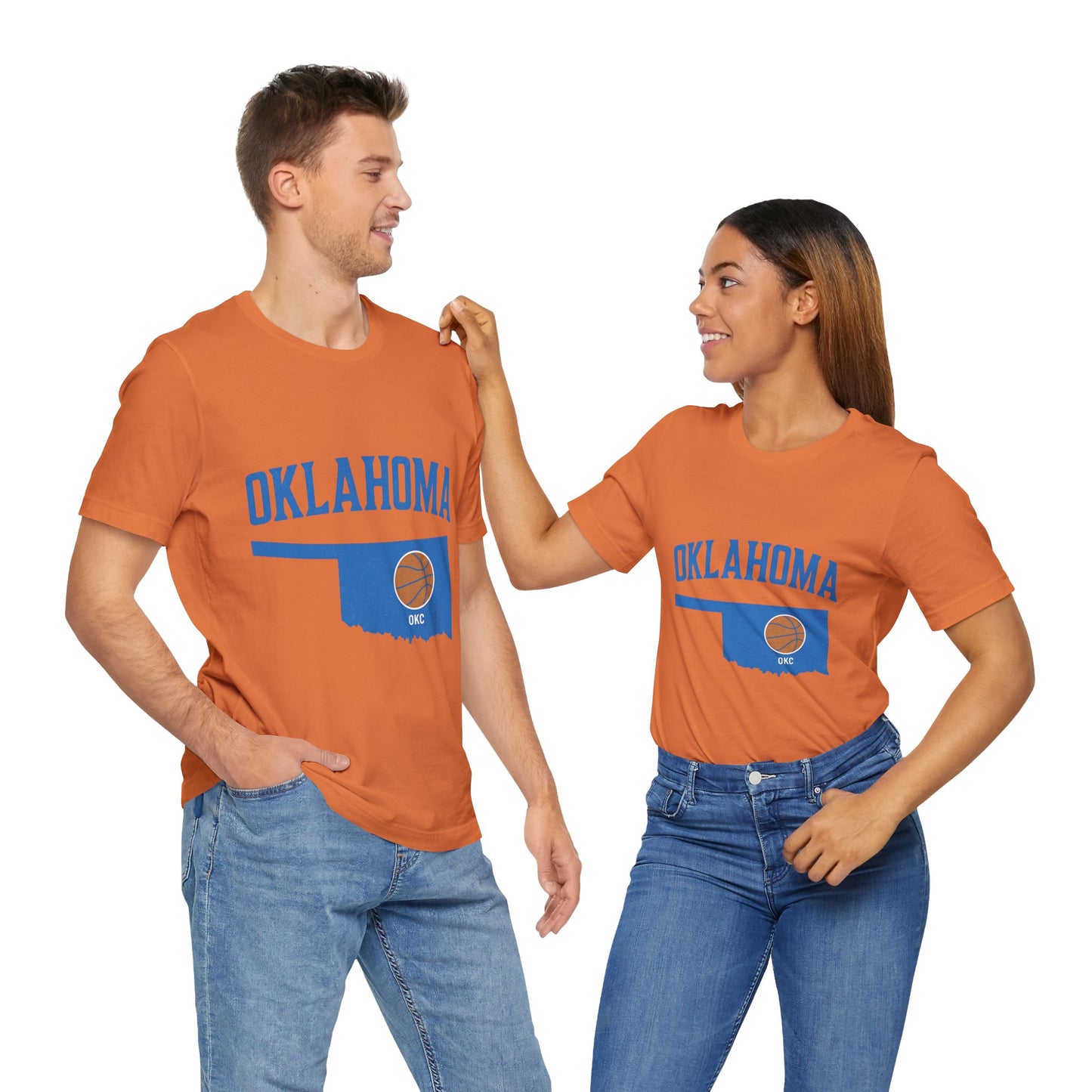 Oklahoma Basketball T-Shirt | OKC State Outline Tee | Blue and Orange Game Day Shirt | Retro Oklahoma Sports Graphic Top