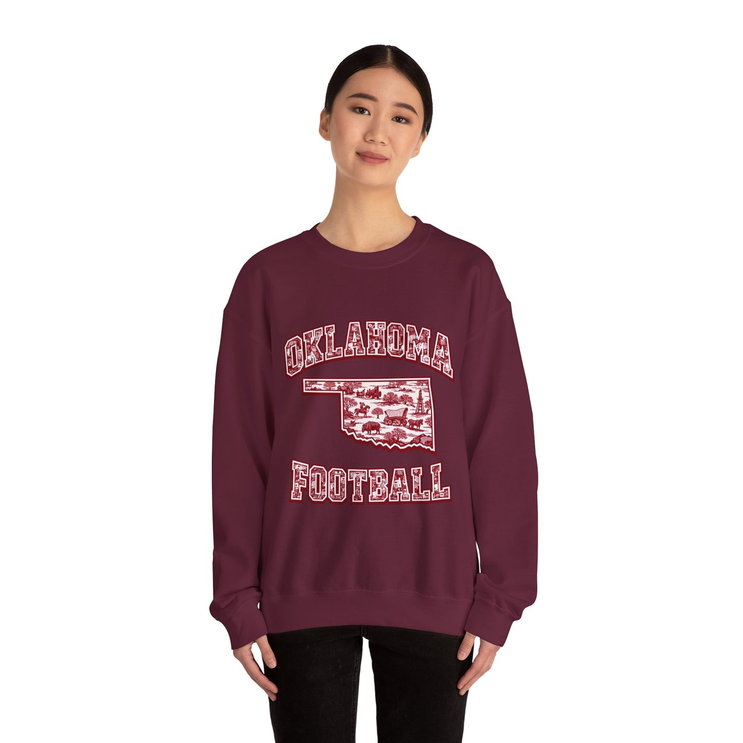 Oklahoma Football Sweatshirt, Oklahoma State Toile Crewneck, Crimson Game Day Sweatshirt, Oklahoma Fan Gift, Vintage Football Crewneck, sooner