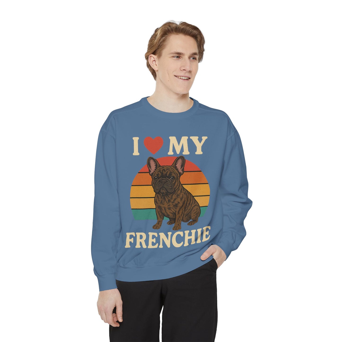 Retro Brindle French Bulldog Pullover | Vintage Frenchie Sweatshirt | Cute Dog Lover Gift | Unisex Cozy French Bulldog Sweater