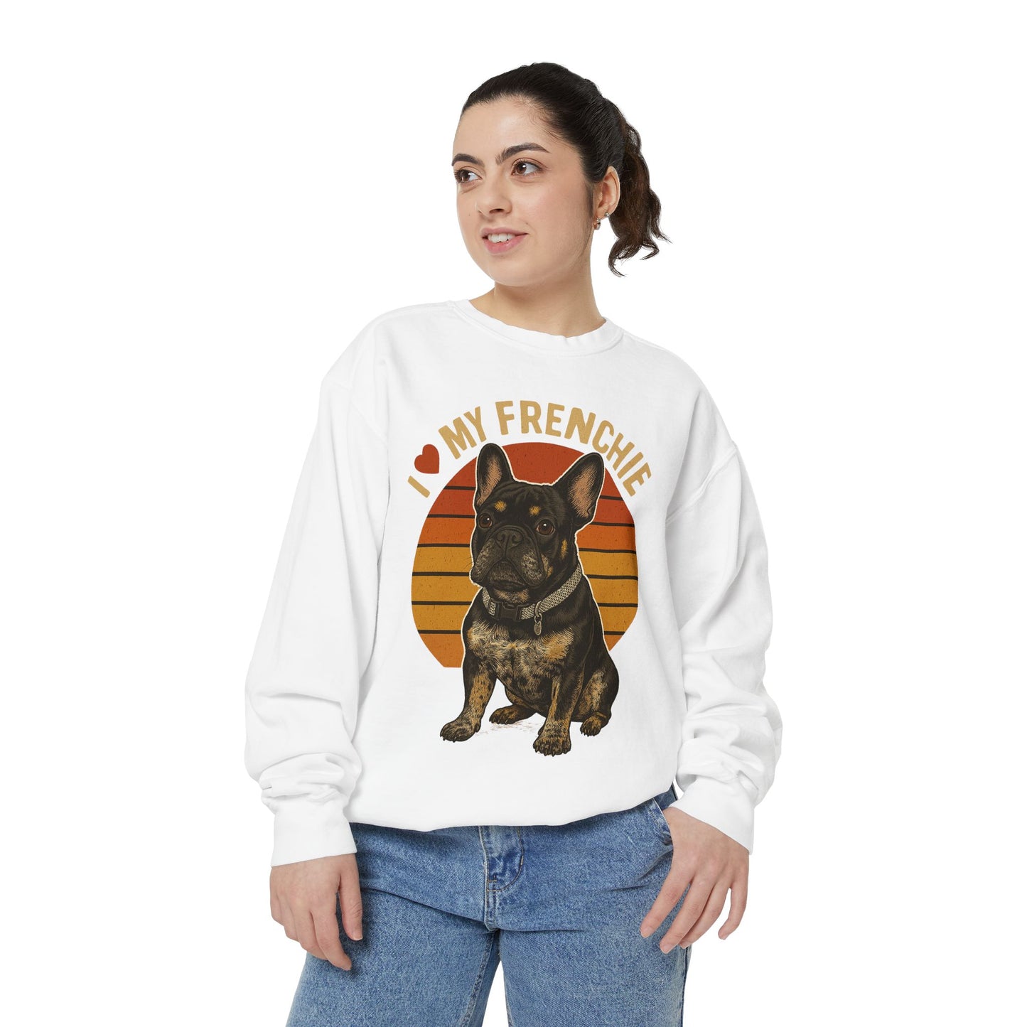 I Love My Frenchie Sweatshirt | Retro French Bulldog Pullover | Vintage Dog Lover Crewneck | Frenchie Mom & Dad Gift