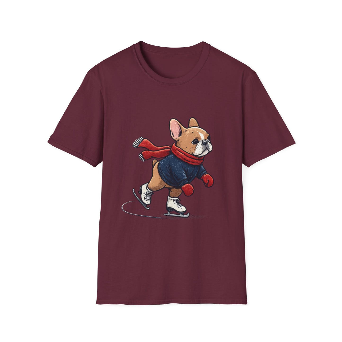 French Bulldog Ice Skating Shirt – Cute Winter Frenchie Tee, Holiday Dog Lover Gift, Skating Frenchie T-Shirt, Cozy Winter Puppy Graphic Tee