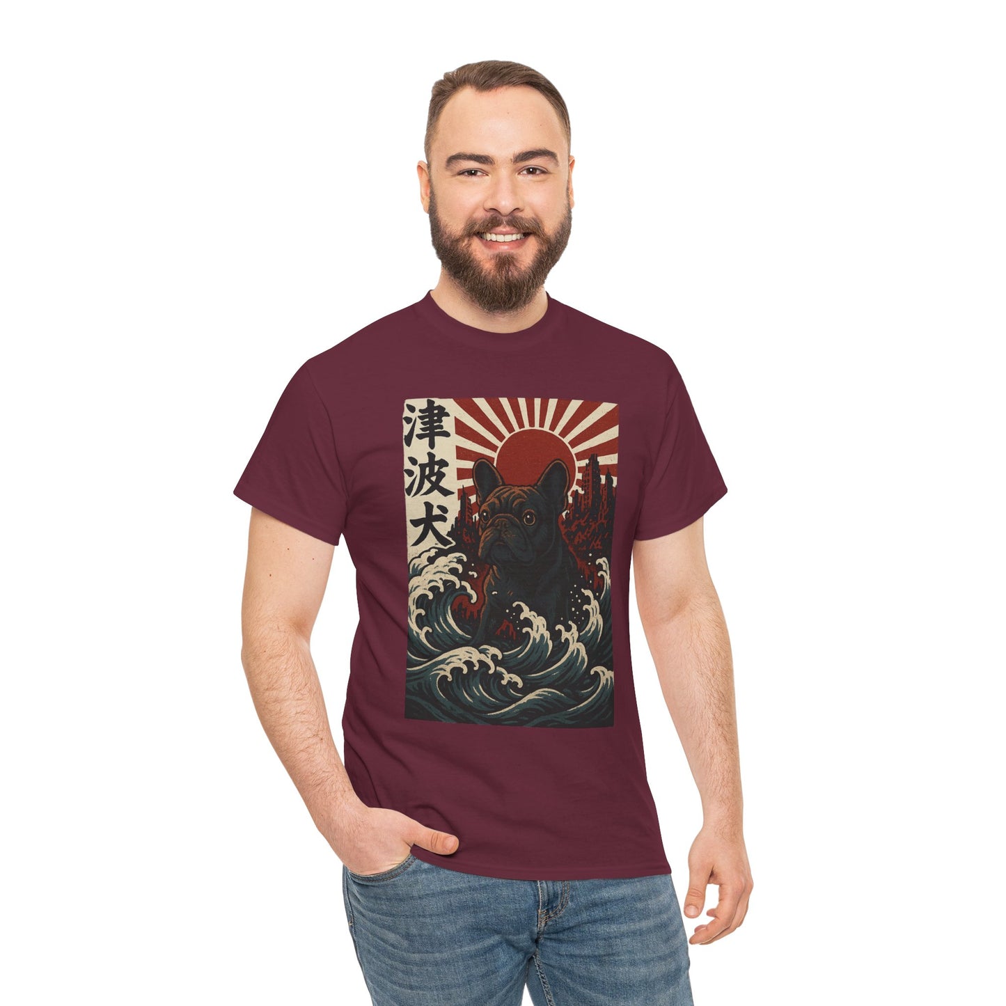 French Bulldogzilla T-shirt | Japanese Wave Frenchie Pullover | Retro Kaiju Dog Lover Crewneck