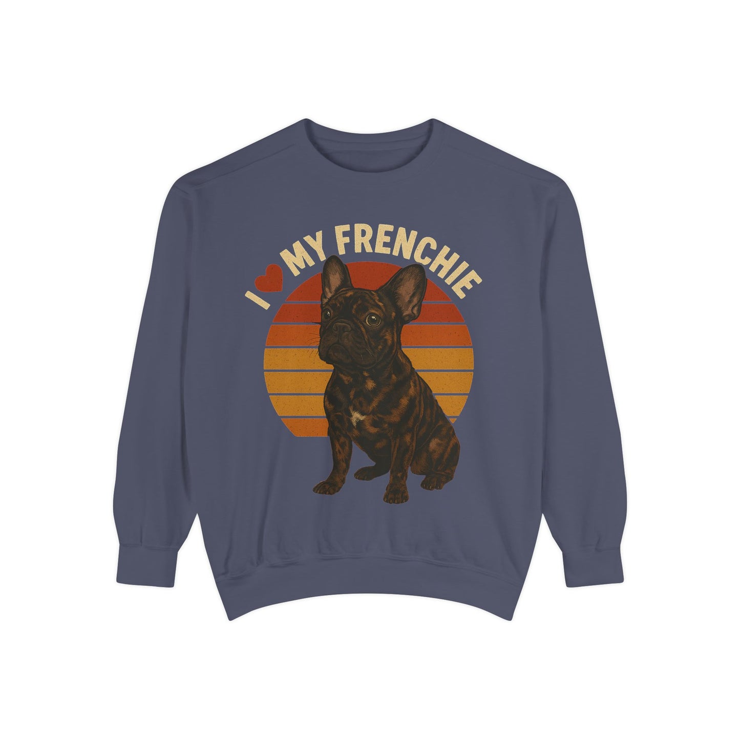 I Love My Frenchie Sweatshirt | Retro Merle French Bulldog Pullover | Vintage Dog Lover Crewneck | Frenchie Mom & Dad Gift