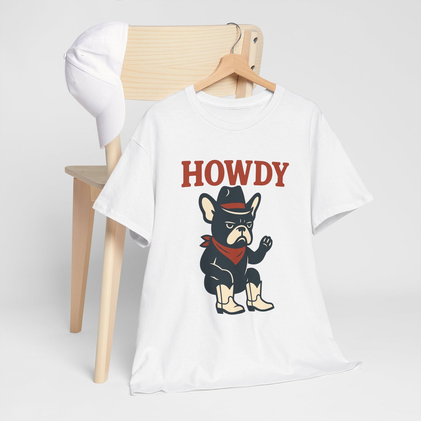 Howdy Frenchie T-Shirt | Cowboy French Bulldog Tee | Western Dog Lover Shirt | Cute Rodeo Pet Gift | Funny Frenchie Cowboy Graphic Tee