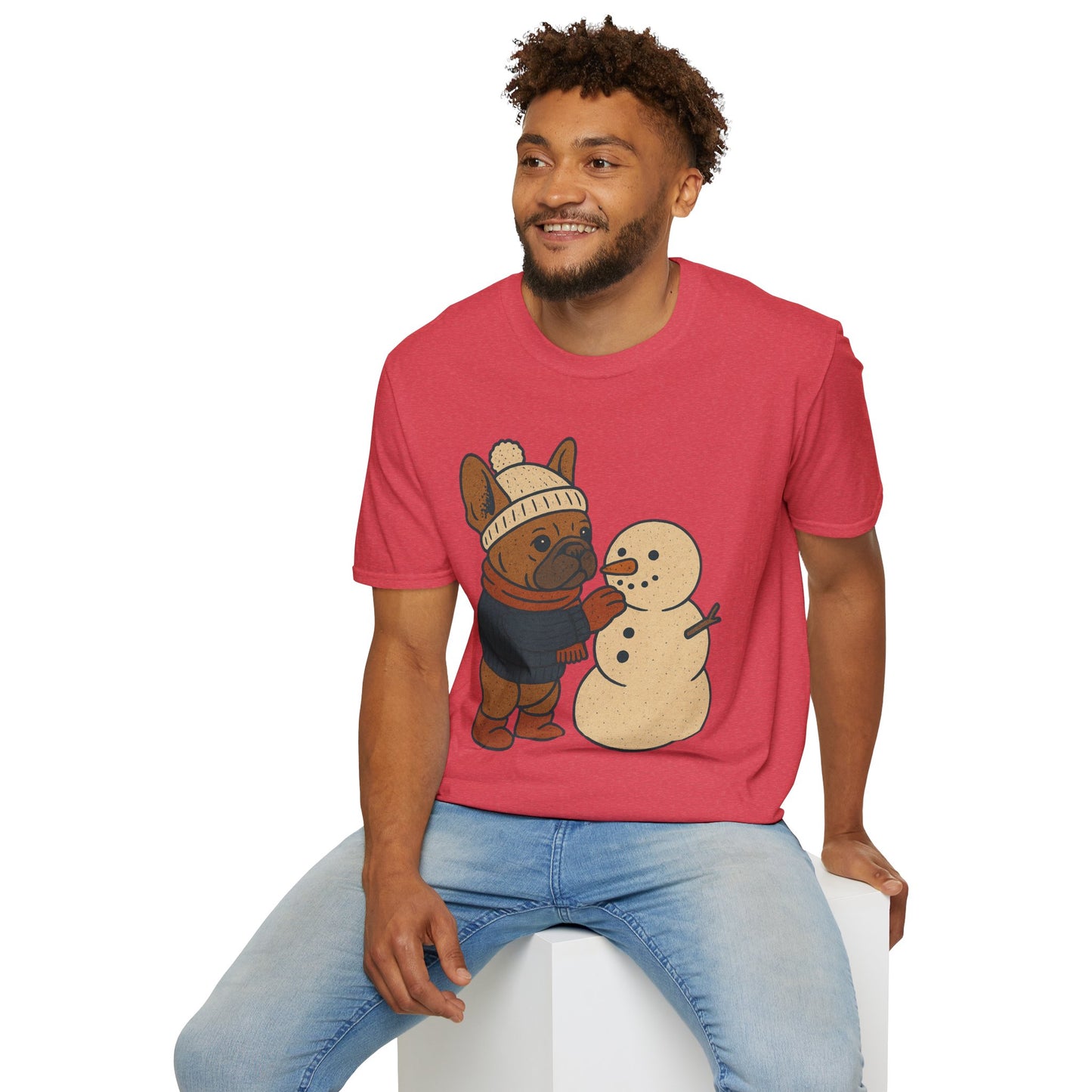 French Bulldog Snowman T-Shirt • Cute Winter Frenchie Tee • Holiday Dog Lover Shirt • Christmas Pup Graphic • Cozy Winter Pet Lover Gift