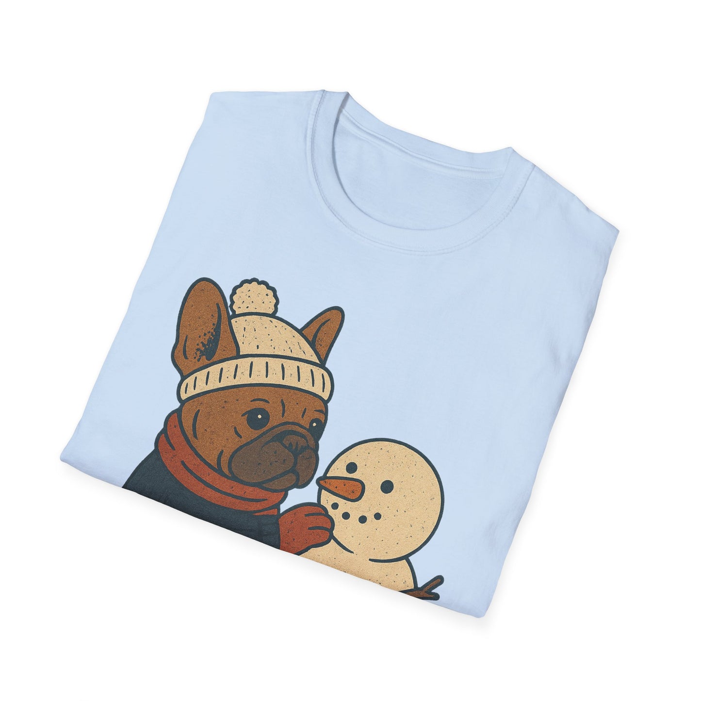 French Bulldog Snowman T-Shirt • Cute Winter Frenchie Tee • Holiday Dog Lover Shirt • Christmas Pup Graphic • Cozy Winter Pet Lover Gift
