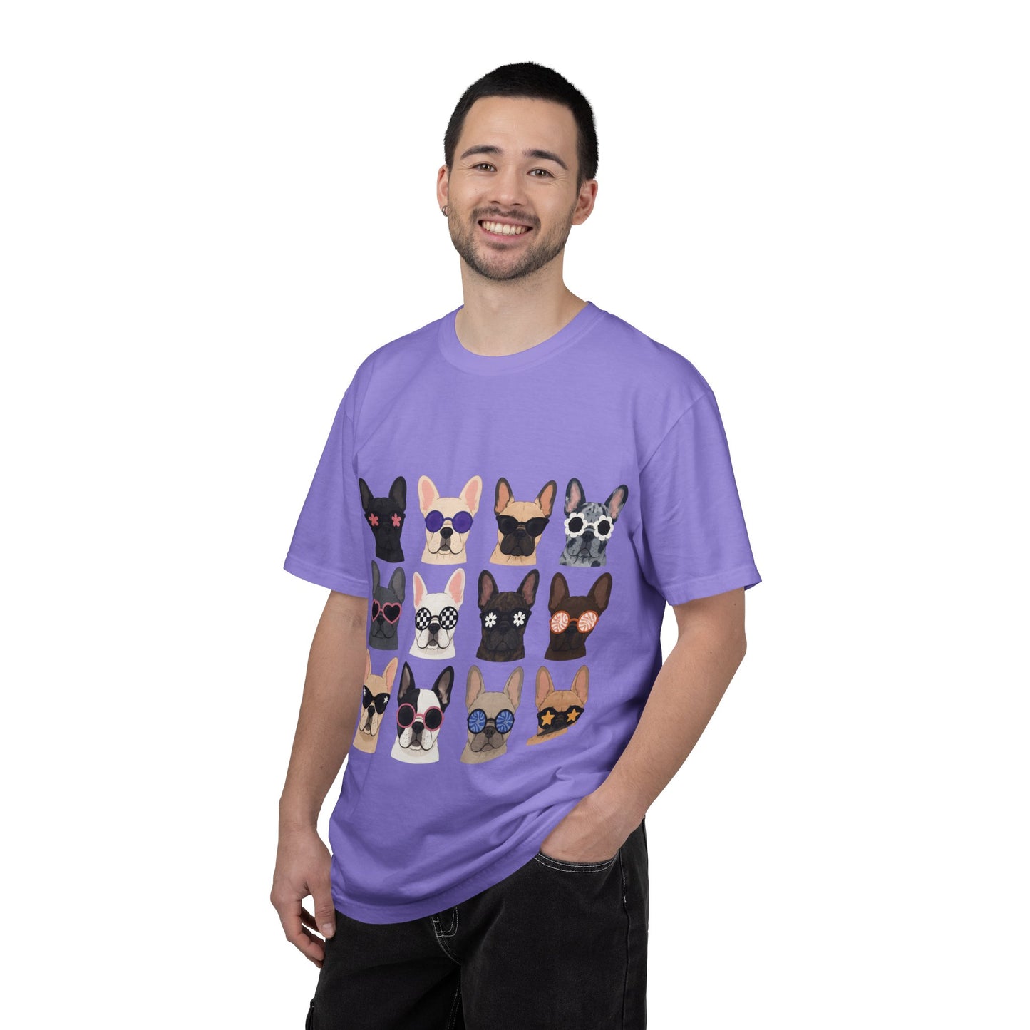 French Bulldog Sunglasses Shirt, Frenchie Faces Tee, Cute French Bulldog Shirt, Colorful Frenchie Dog Lover Gift, Dog Mom Graphic Tee