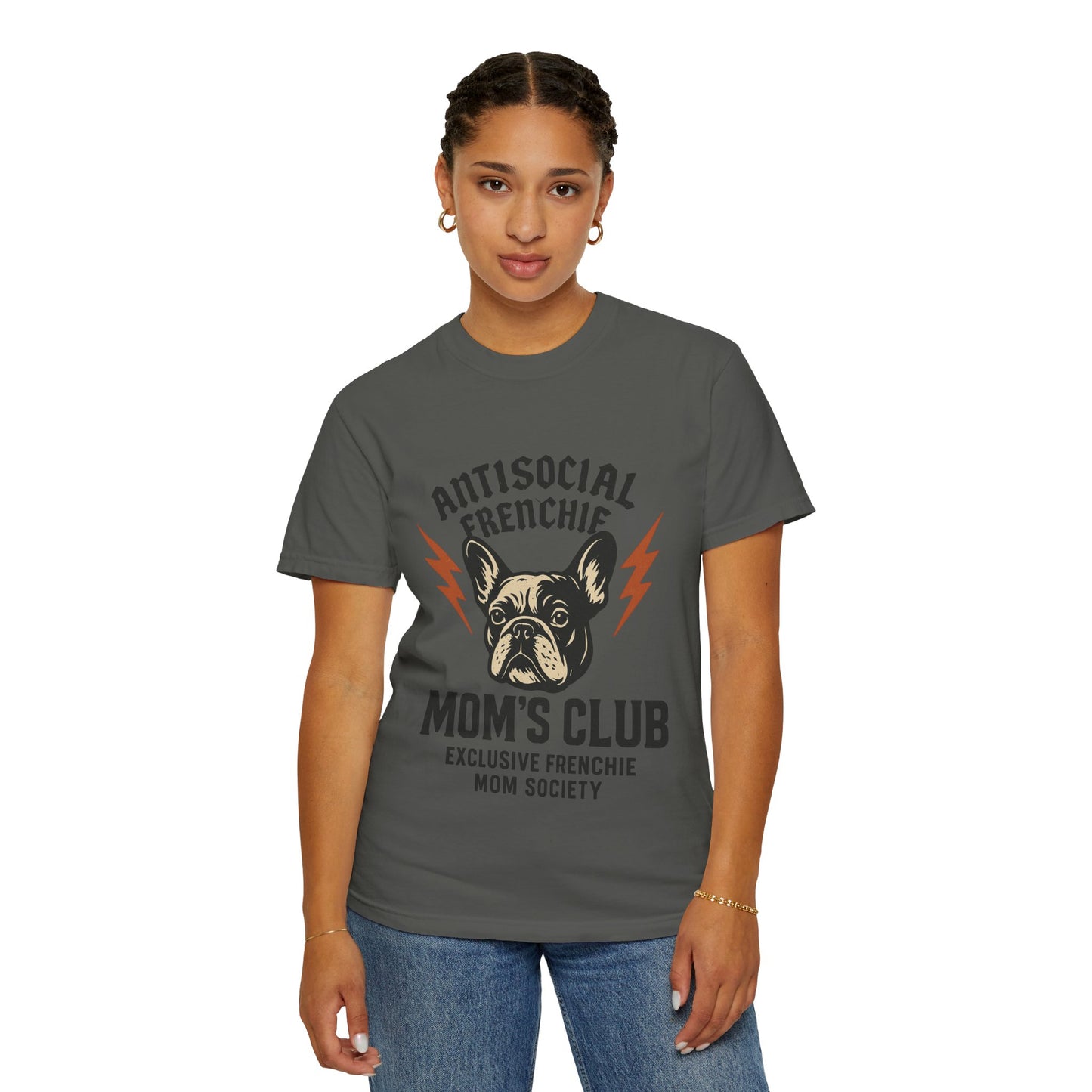 Antisocial Frenchie Mom’s Club Shirt – Retro French Bulldog Mom Tee, Funny Frenchie Lover Gift, Vintage Dog Mom Graphic T-Shirt