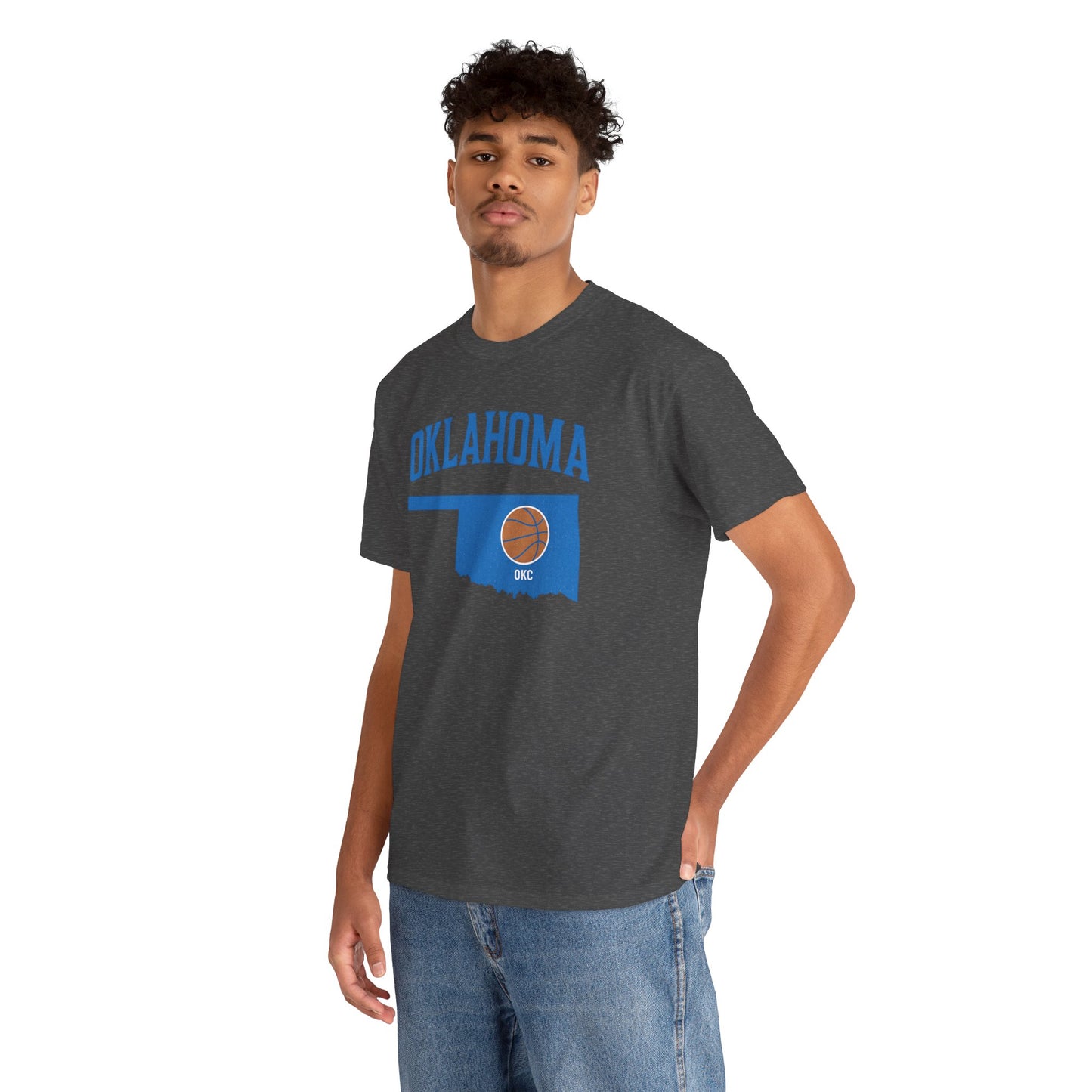 Oklahoma City Basketball Shirt | OKC Basketball Style Tee | Blue & Orange Oklahoma State T-Shir