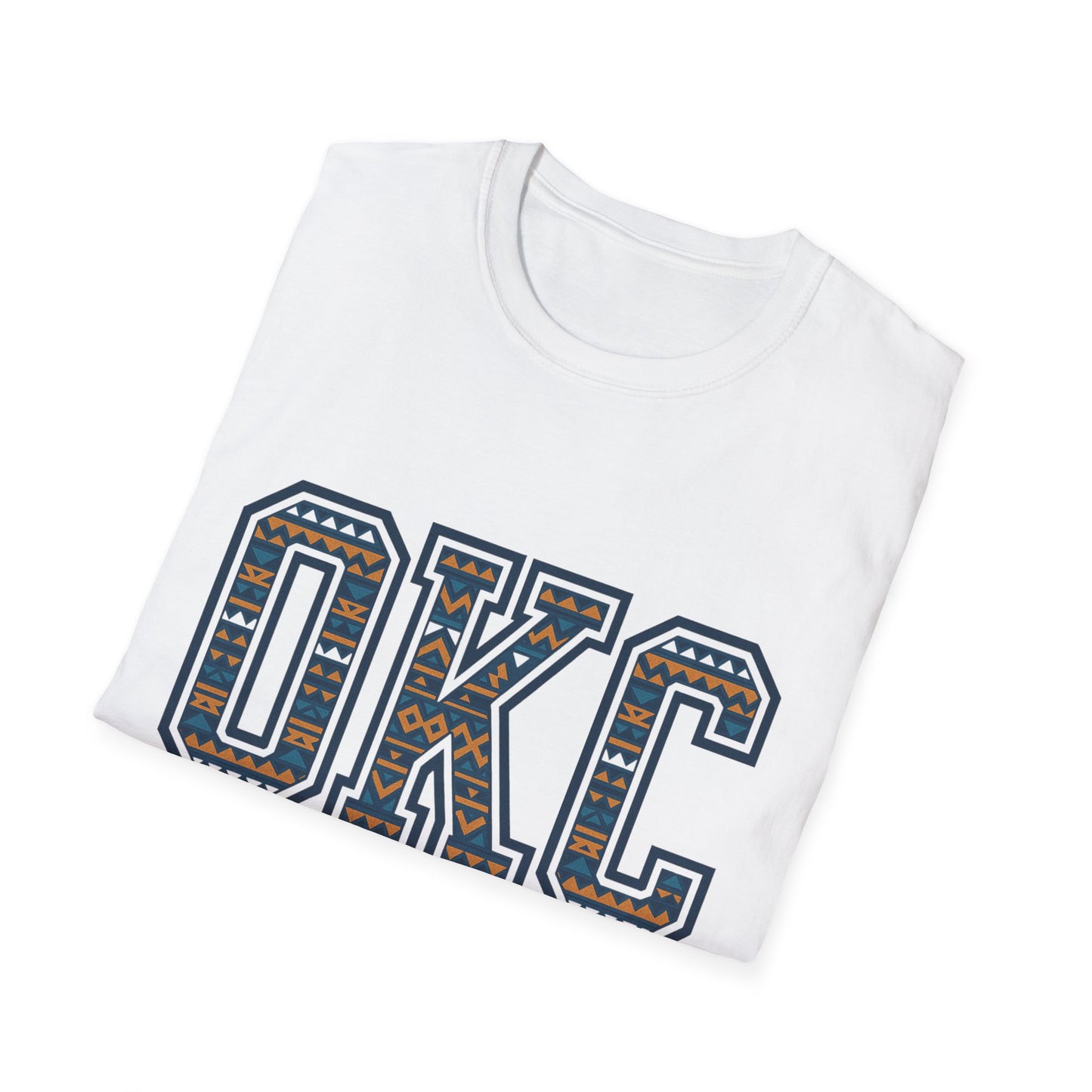 OKC Basketball T-Shirt | Tribal Aztec Letters Tee | Oklahoma City Basketball Shirt | OKC Fan Gift | Unisex Game Day Tee | Orange Thunder Style