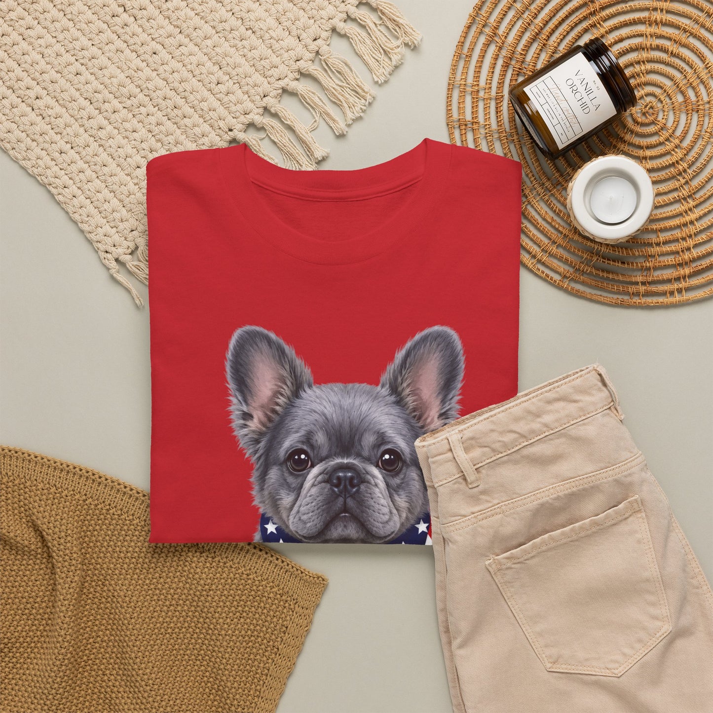 Patriotic Fluffy French Bulldog Shirt, Fluffy Frenchie American Flag Tee, Fourth of July Dog Lover Shirt, USA Fluffy Frenchie Gift