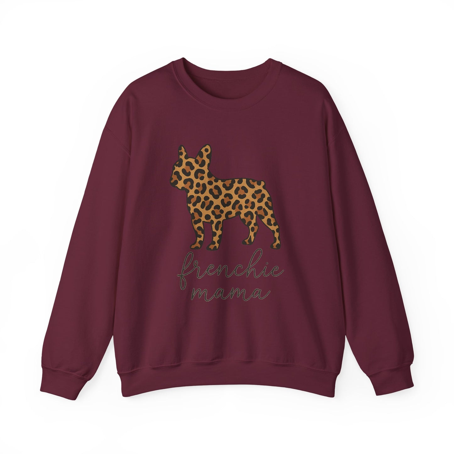 Frenchie Mama Leopard Print Sweatshirt | French Bulldog Mom Crewneck | Cheetah Print Frenchie Sweater | Dog Mom Gift | Cute Animal Print Pullover