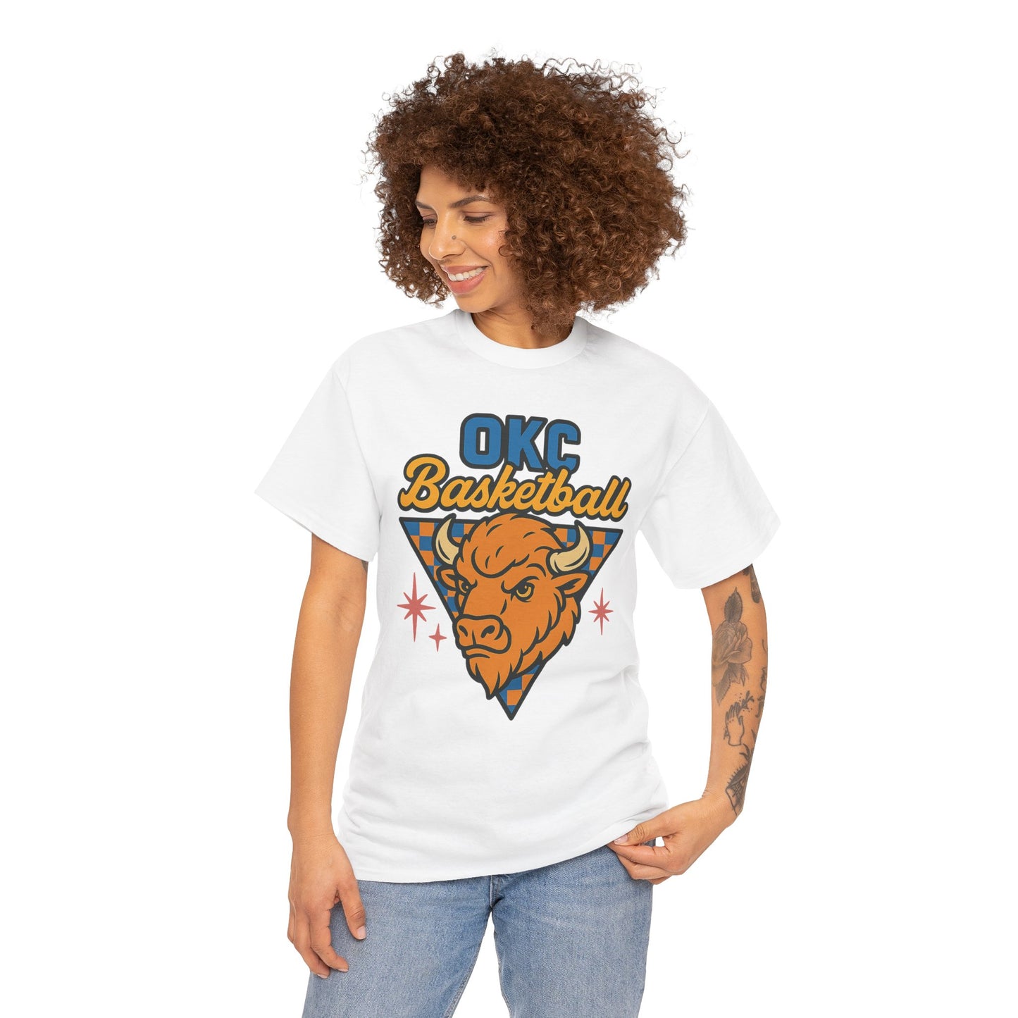 OKC Basketball Bison T-Shirt | Oklahoma City Retro Basketball Tee | Thunder Style Shirt | OKC Fan Gift | Vintage Sports Graphic